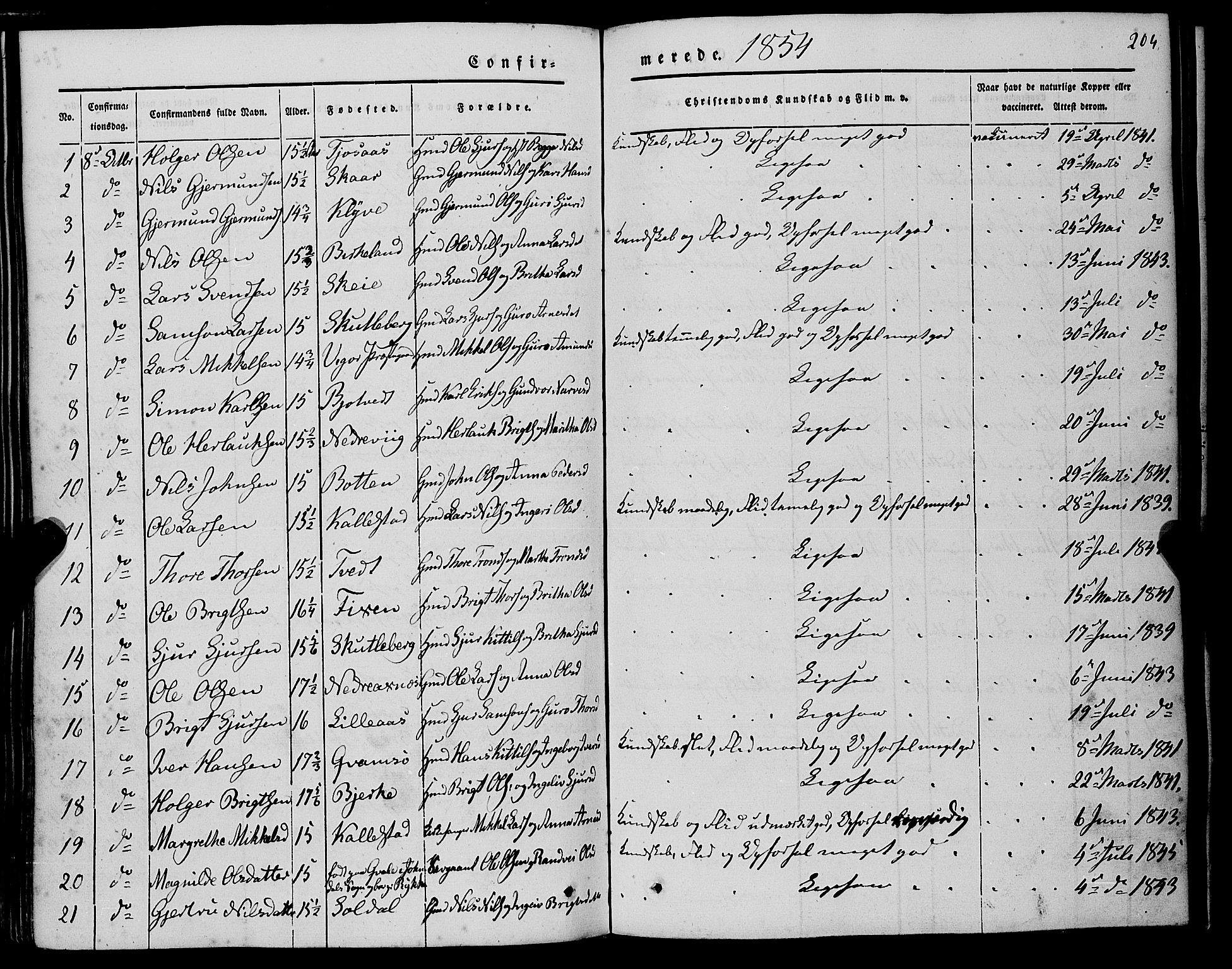 Kvam sokneprestembete, AV/SAB-A-76201/H/Haa: Parish register (official) no. A 8, 1844-1863, p. 204