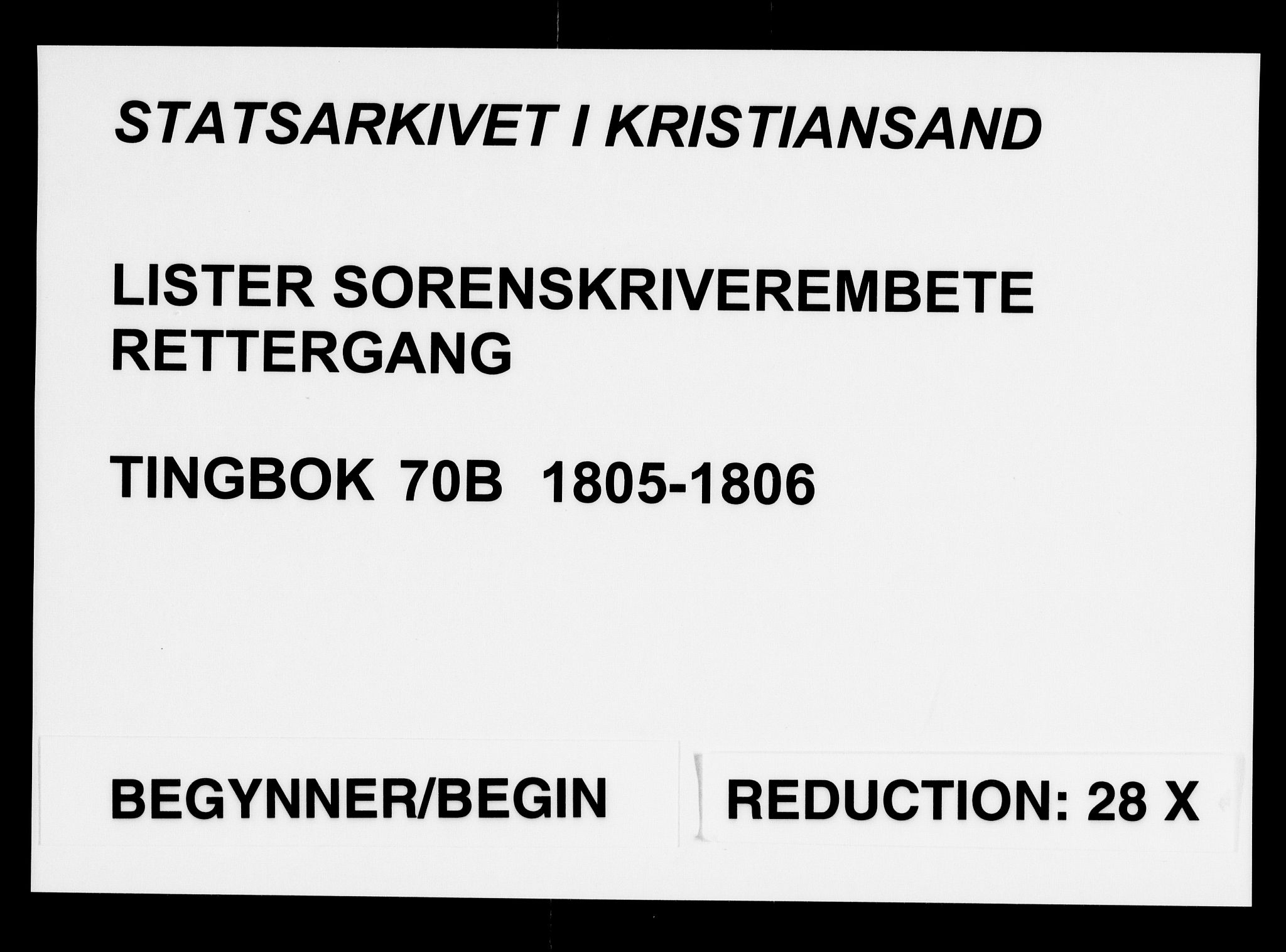 Lister sorenskriveri, SAK/1221-0003/F/Fa/L0073: Tingbok nr 70 B, 1805-1806