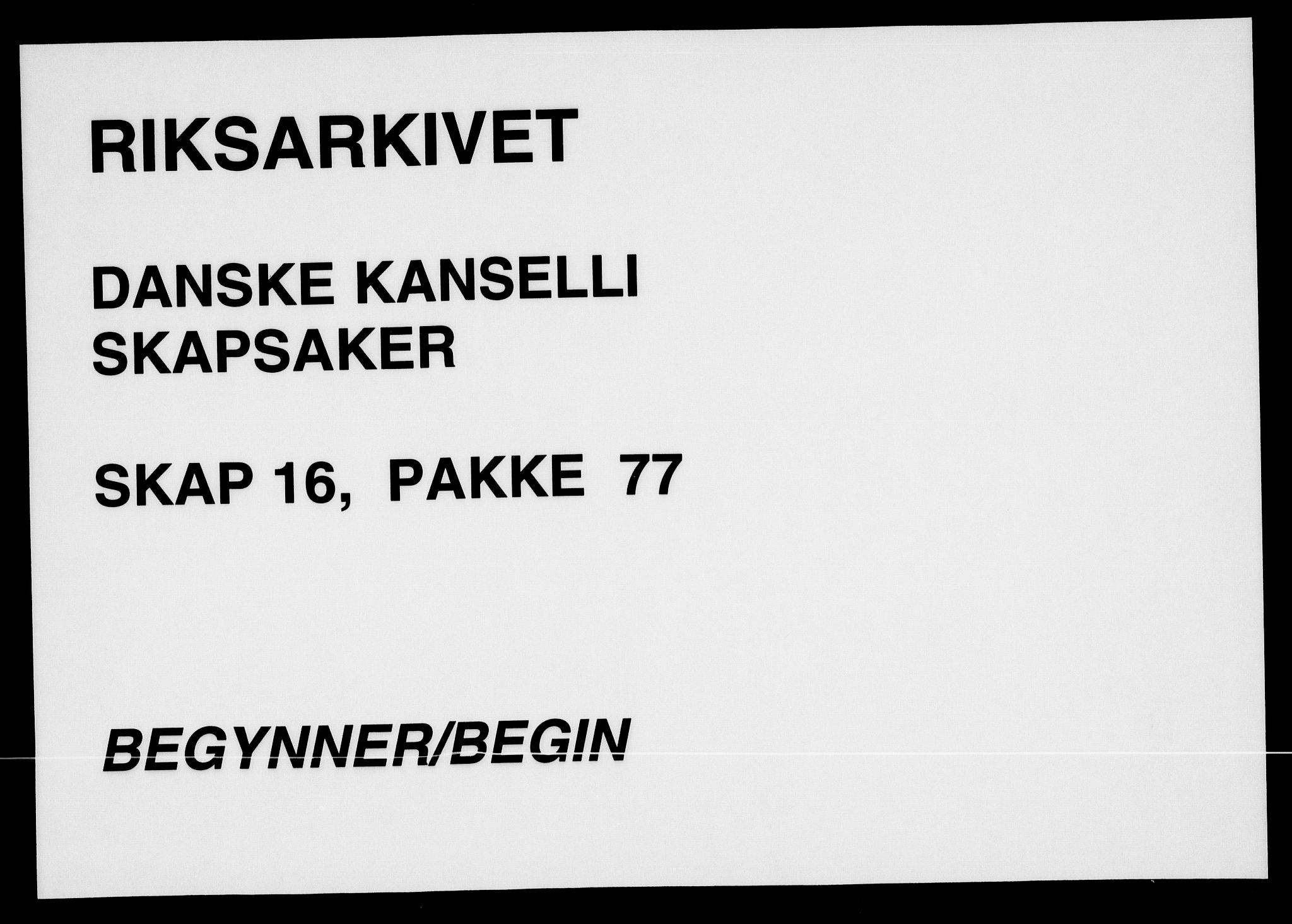 Danske Kanselli, Skapsaker, RA/EA-4061/F/L0128: Skap 16, pakke 77-81, 1797-1804, p. 1