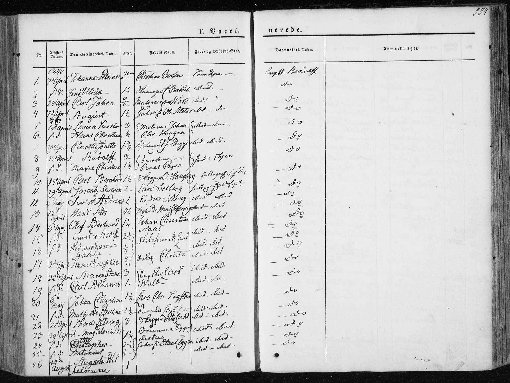 Ministerialprotokoller, klokkerbøker og fødselsregistre - Sør-Trøndelag, SAT/A-1456/601/L0049: Parish register (official) no. 601A17, 1839-1847, p. 554
