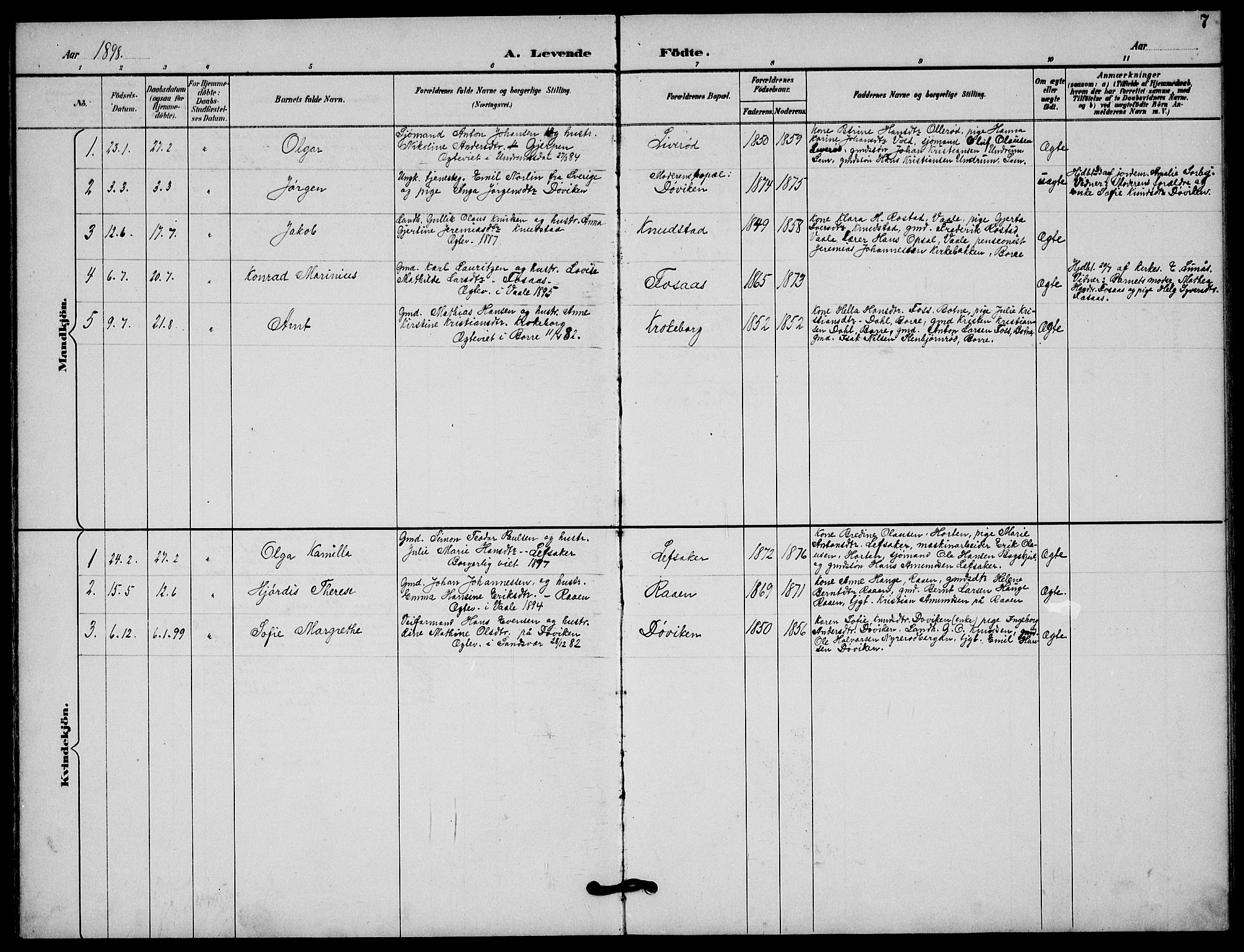 Våle kirkebøker, AV/SAKO-A-334/G/Gb/L0002: Parish register (copy) no. II 2, 1892-1936, p. 7