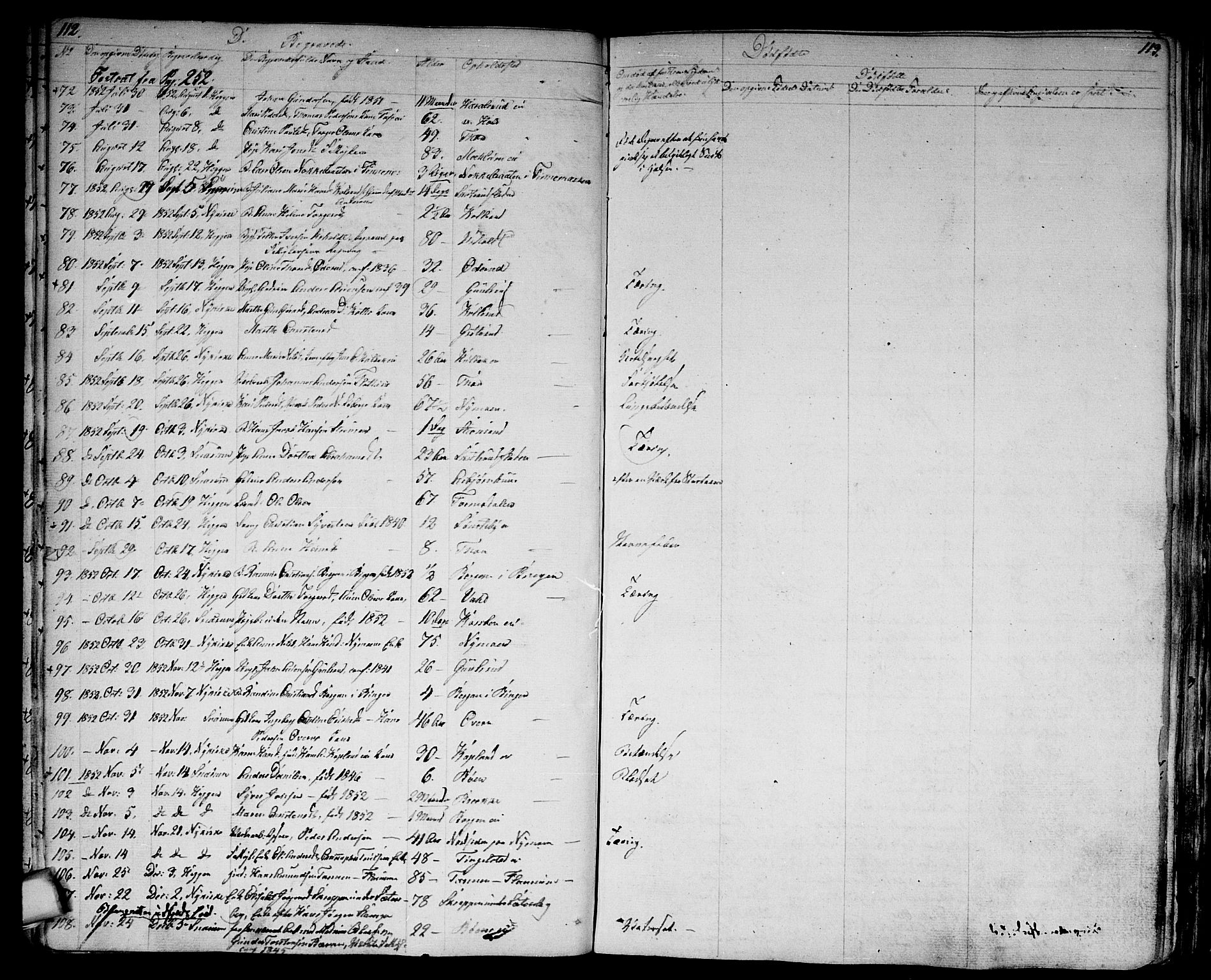 Modum kirkebøker, SAKO/A-234/G/Ga/L0005: Parish register (copy) no. I 5, 1847-1853, p. 112-113
