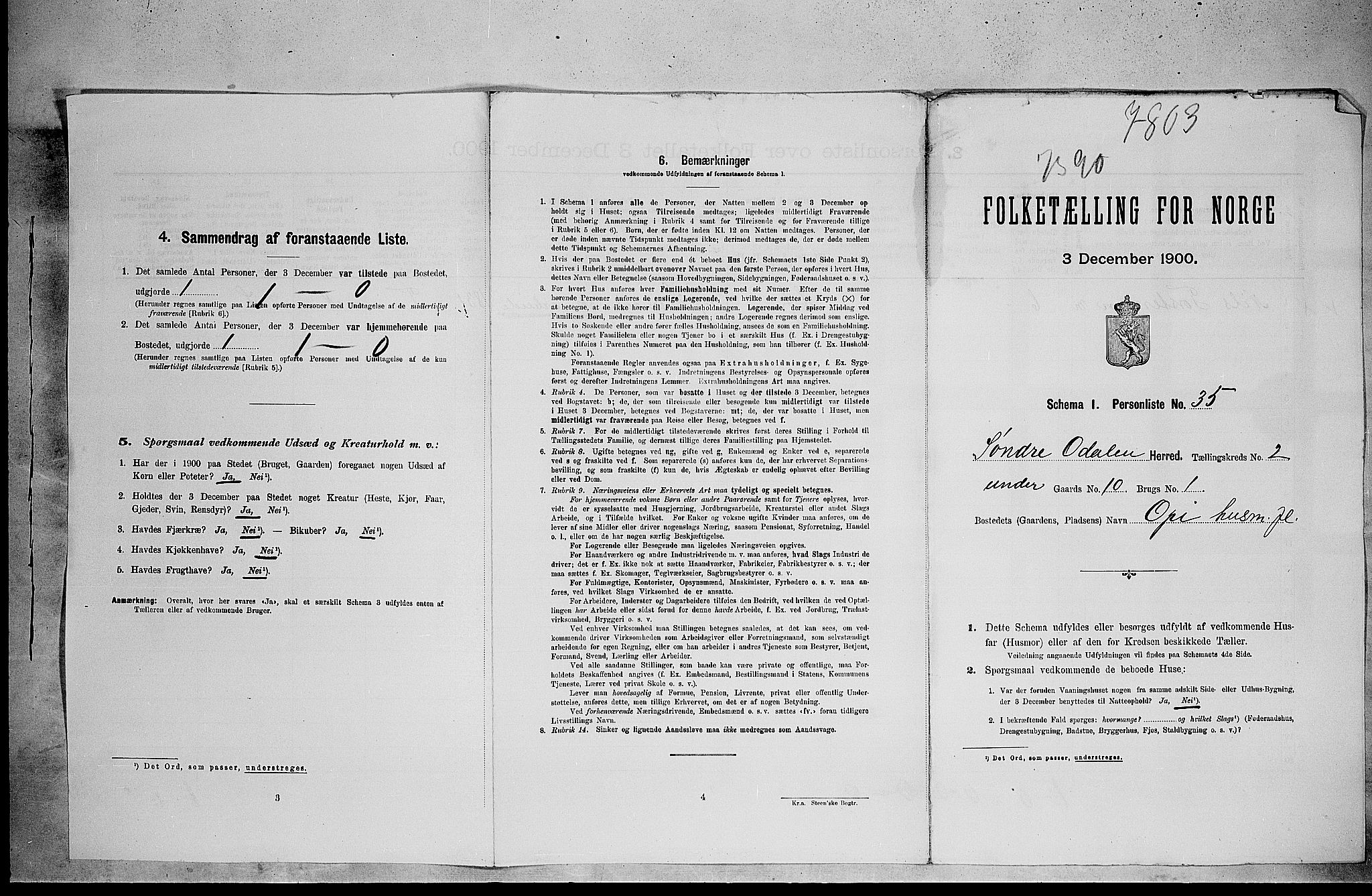 SAH, 1900 census for Sør-Odal, 1900, p. 63