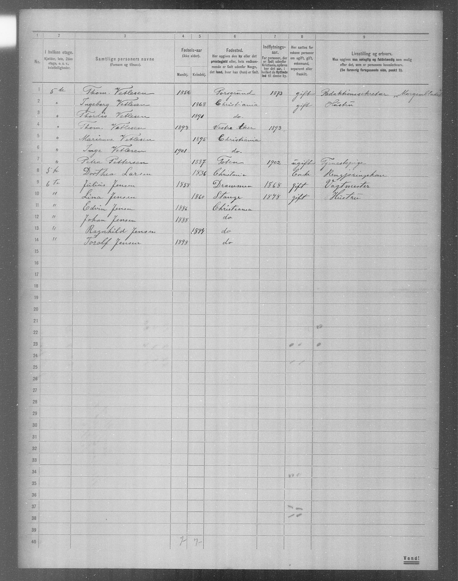 OBA, Municipal Census 1904 for Kristiania, 1904, p. 11147