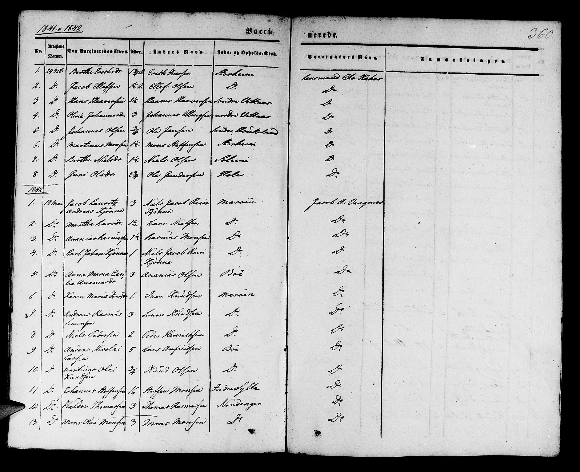 Manger sokneprestembete, SAB/A-76801/H/Haa: Parish register (official) no. A 5, 1839-1848, p. 360