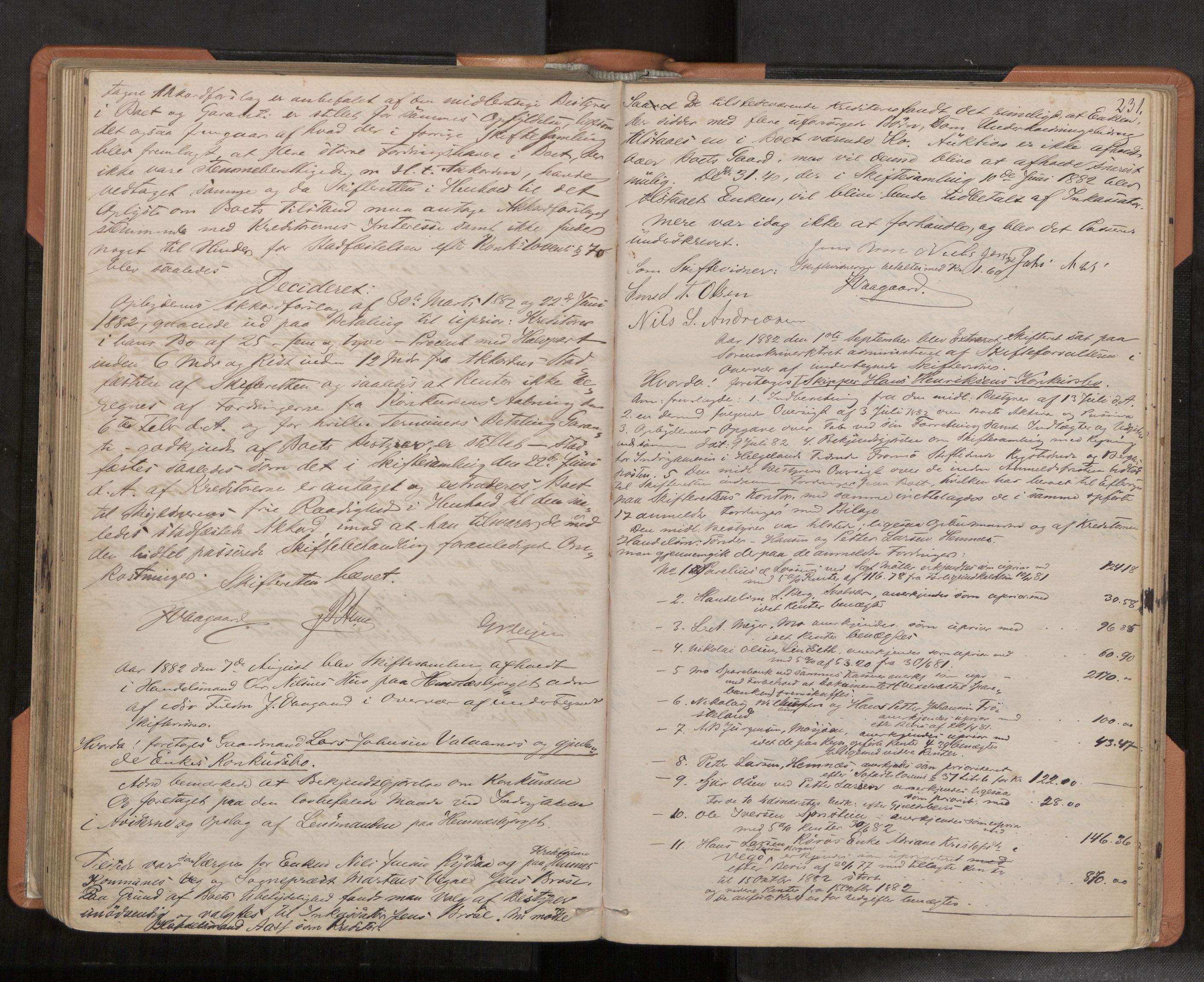 Rana sorenskriveri , AV/SAT-A-1108/1/3/3B/L0003: Skiftebehandlingsprotokoll, 1875-1893, p. 231