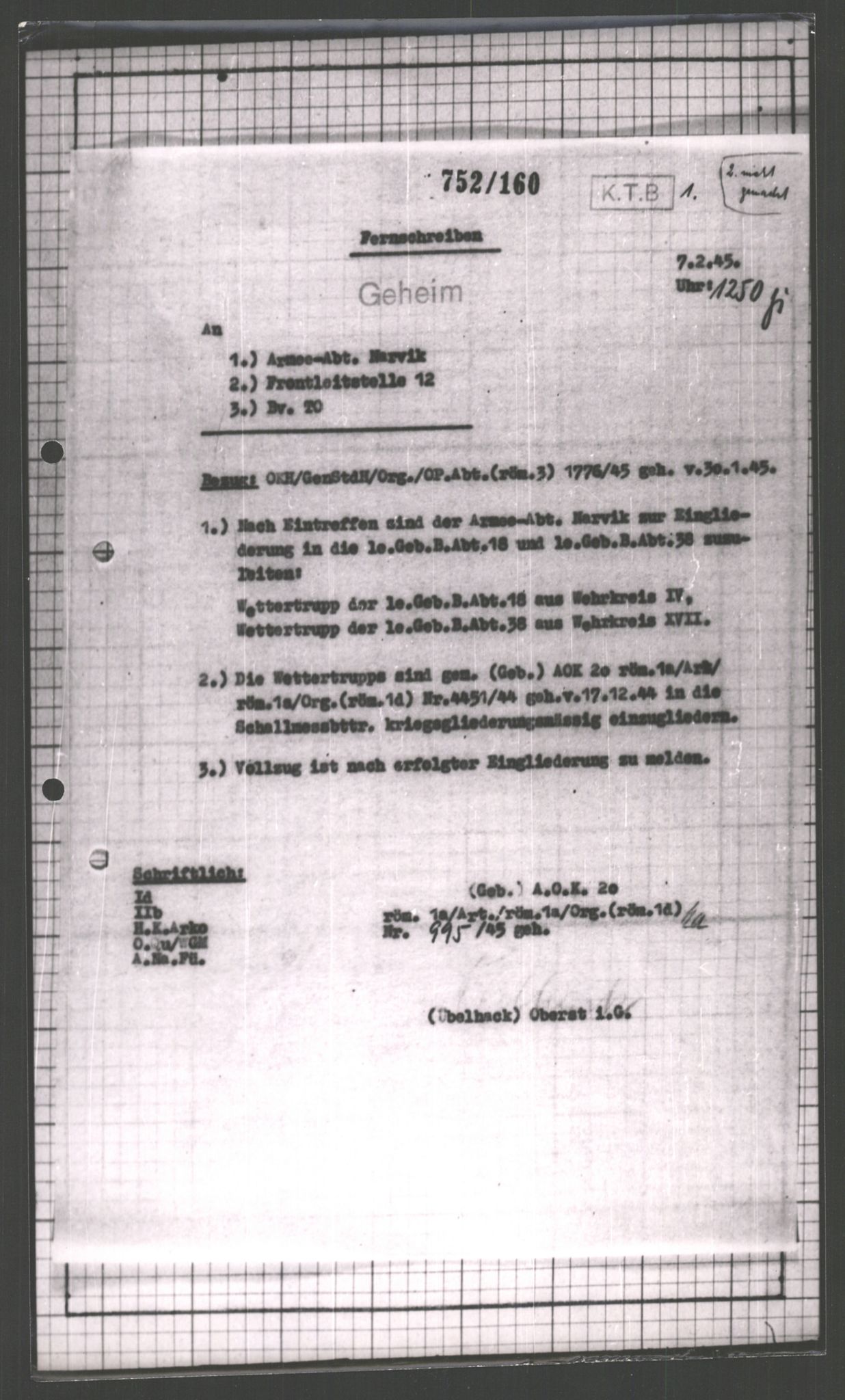 Forsvarets Overkommando. 2 kontor. Arkiv 11.4. Spredte tyske arkivsaker, AV/RA-RAFA-7031/D/Dar/Dara/L0002: Krigsdagbøker for 20. Gebirgs-Armee-Oberkommando (AOK 20), 1945, p. 685