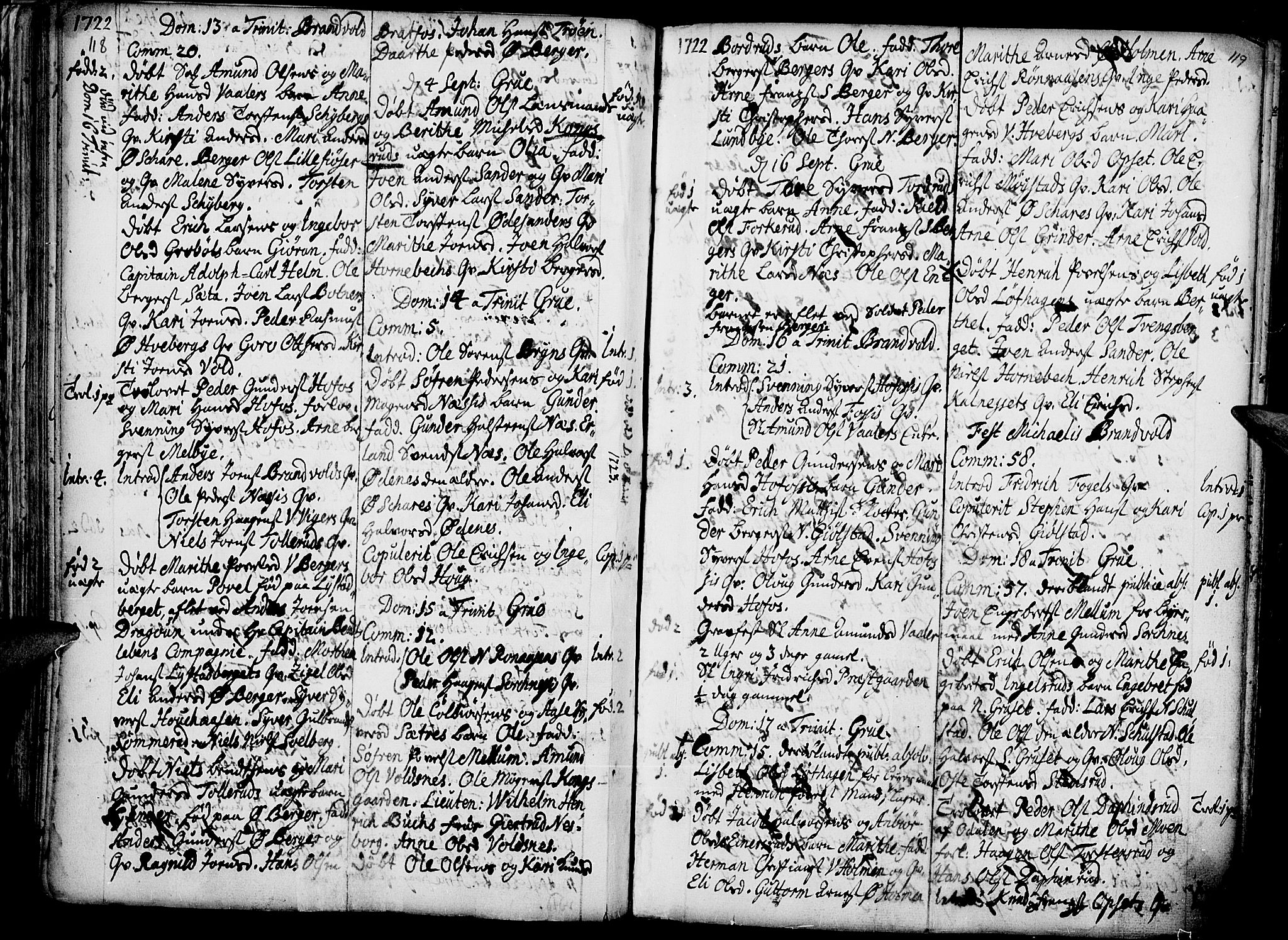 Grue prestekontor, AV/SAH-PREST-036/H/Ha/Haa/L0001: Parish register (official) no. 1, 1712-1748, p. 118-119