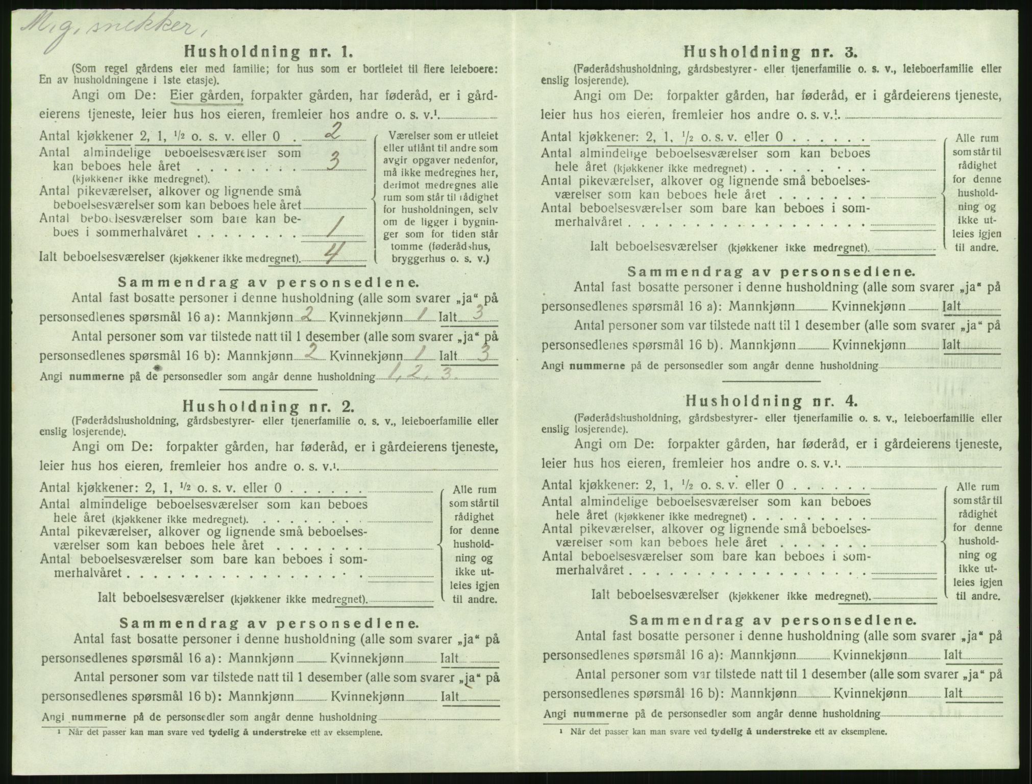 SAK, 1920 census for Øyestad, 1920, p. 1233