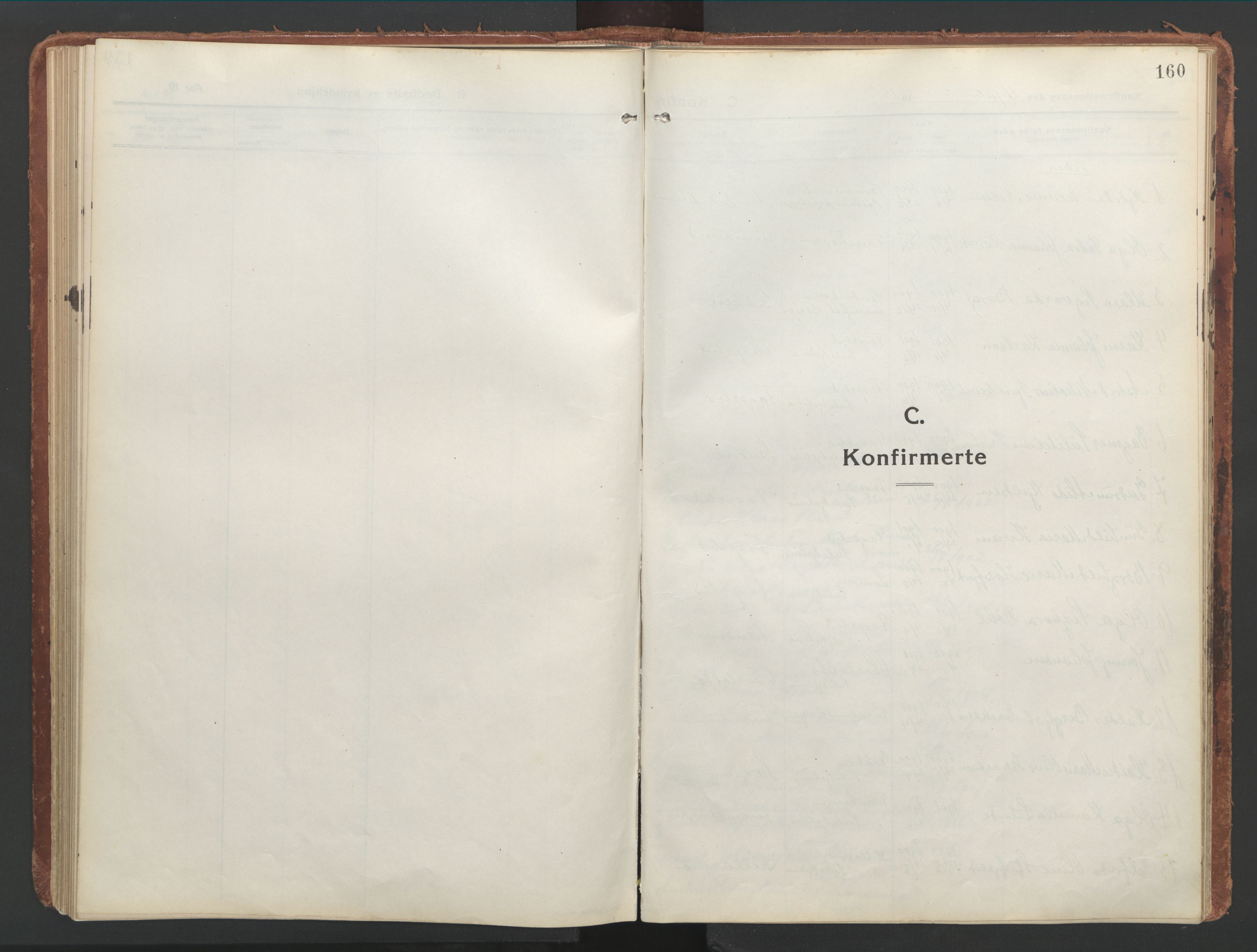 Ministerialprotokoller, klokkerbøker og fødselsregistre - Nordland, SAT/A-1459/850/L0715: Curate's parish register no. 850B05, 1913-1924, p. 160