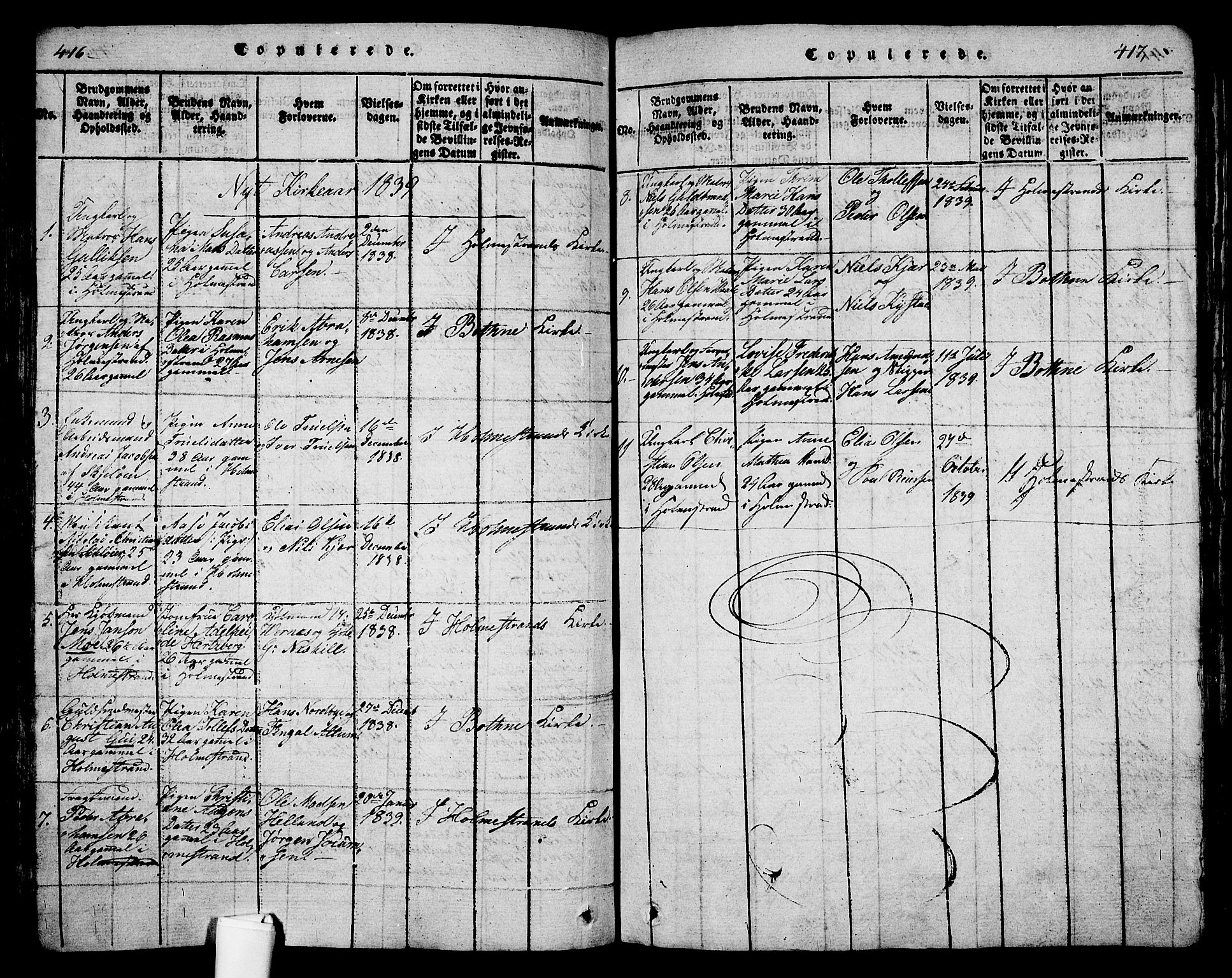 Holmestrand kirkebøker, AV/SAKO-A-346/G/Ga/L0001: Parish register (copy) no. 1, 1814-1848, p. 416-417