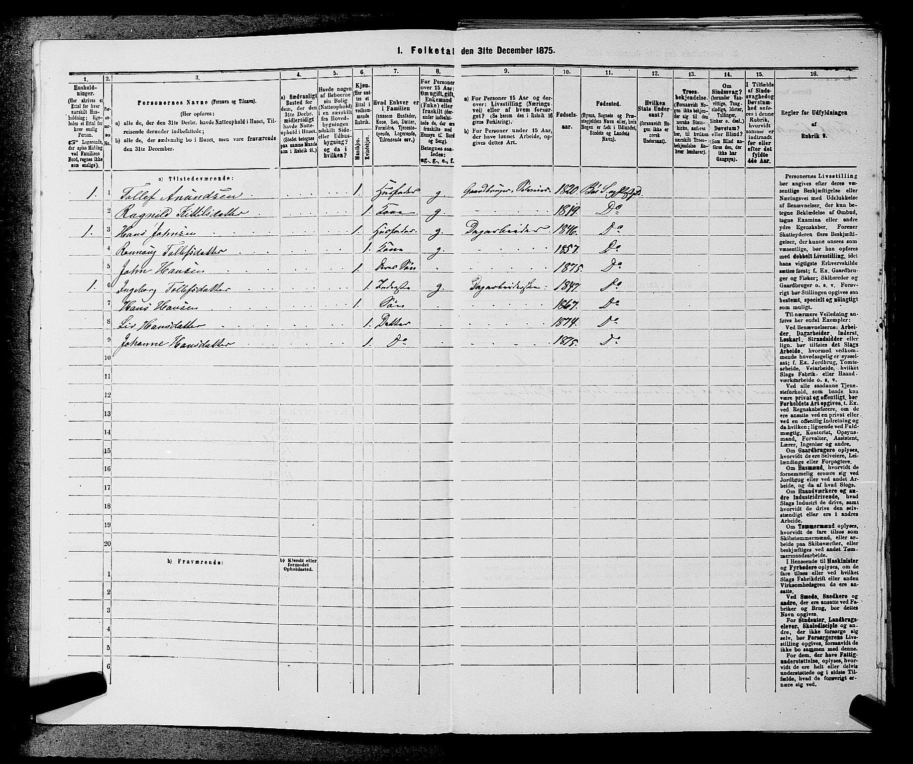 SAKO, 1875 census for 0821P Bø, 1875, p. 787