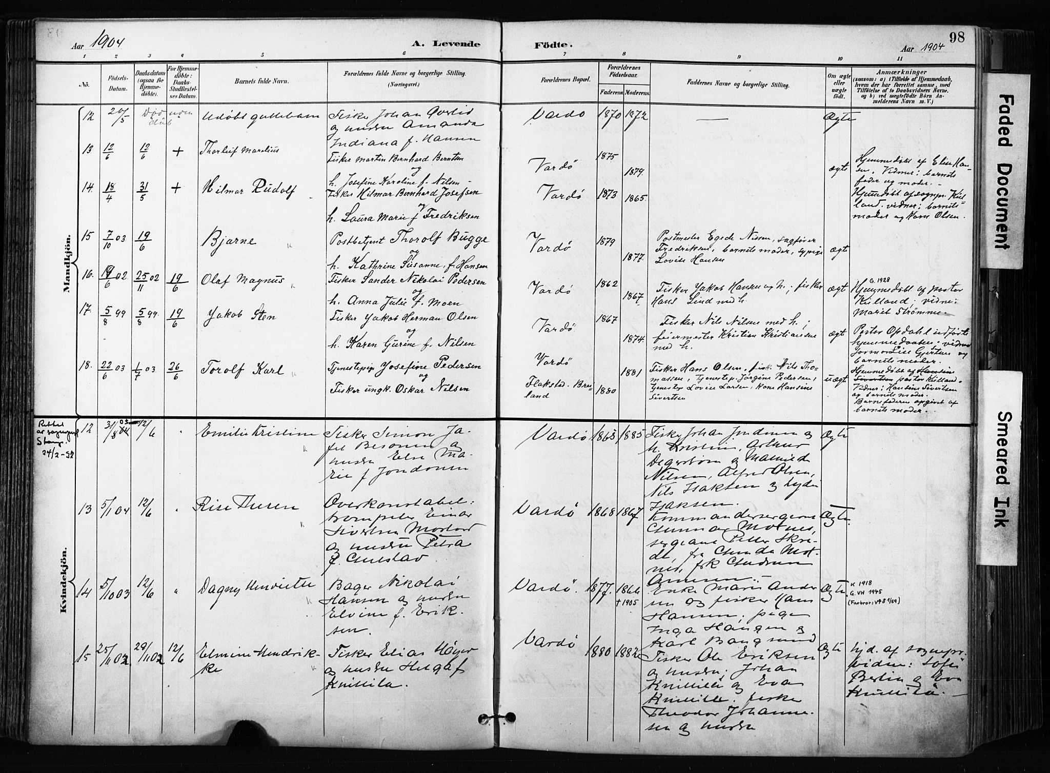 Vardø sokneprestkontor, SATØ/S-1332/H/Ha/L0010kirke: Parish register (official) no. 10, 1895-1907, p. 98