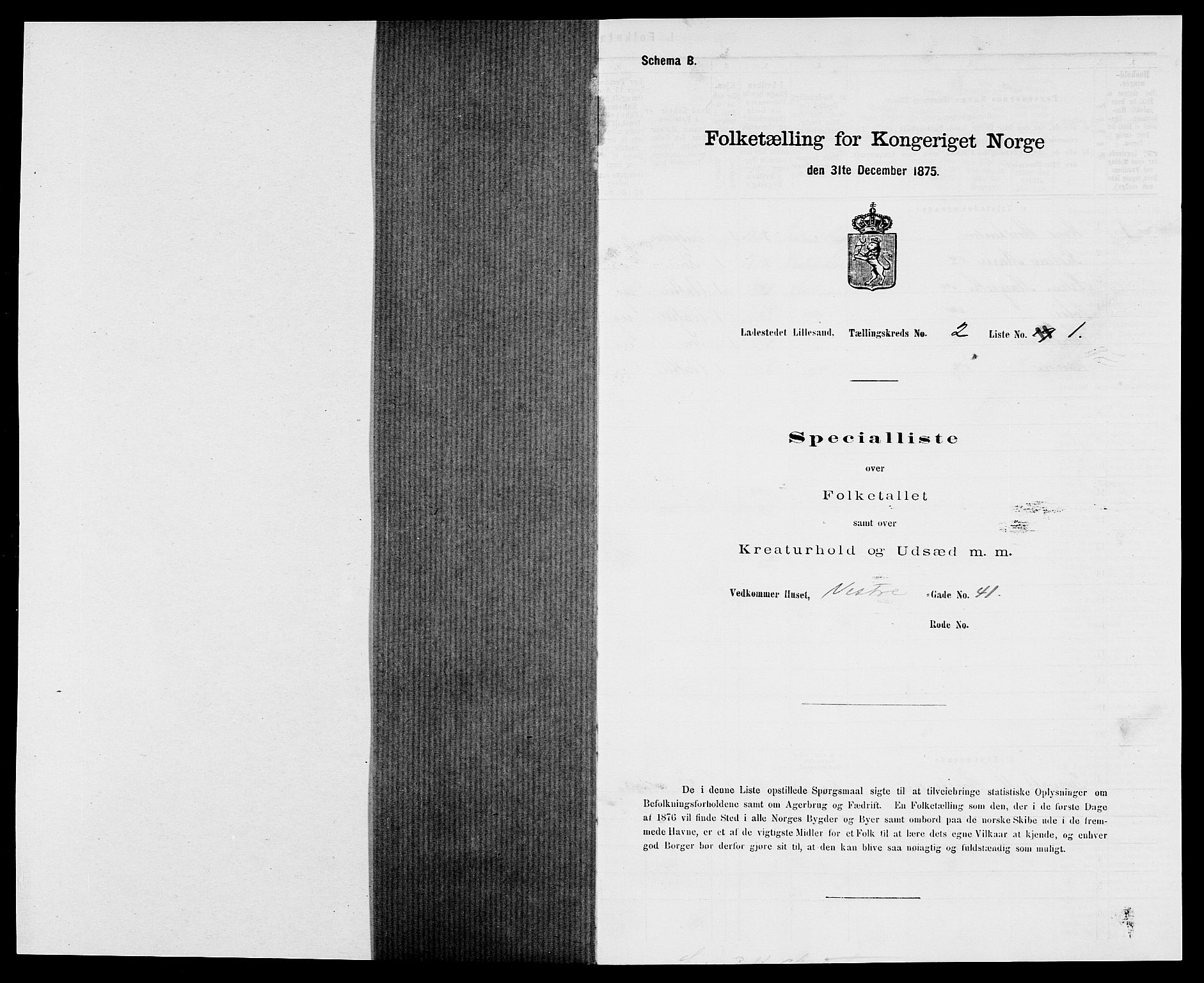 SAK, 1875 census for 0905B Vestre Moland/Lillesand, 1875, p. 106