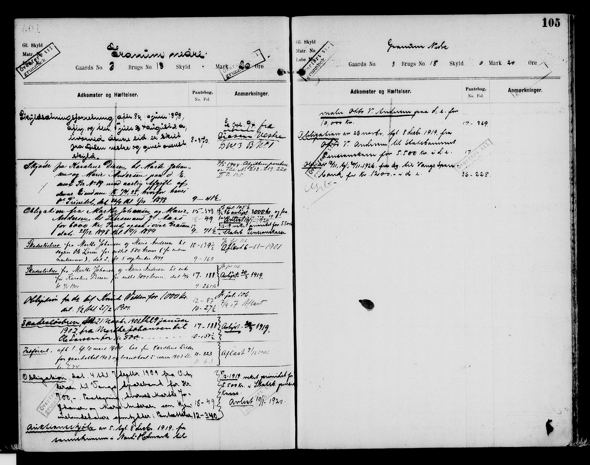 Nord-Hedmark sorenskriveri, SAH/TING-012/H/Ha/Had/Hade/L0002: Mortgage register no. 4.2, 1893-1940, p. 105