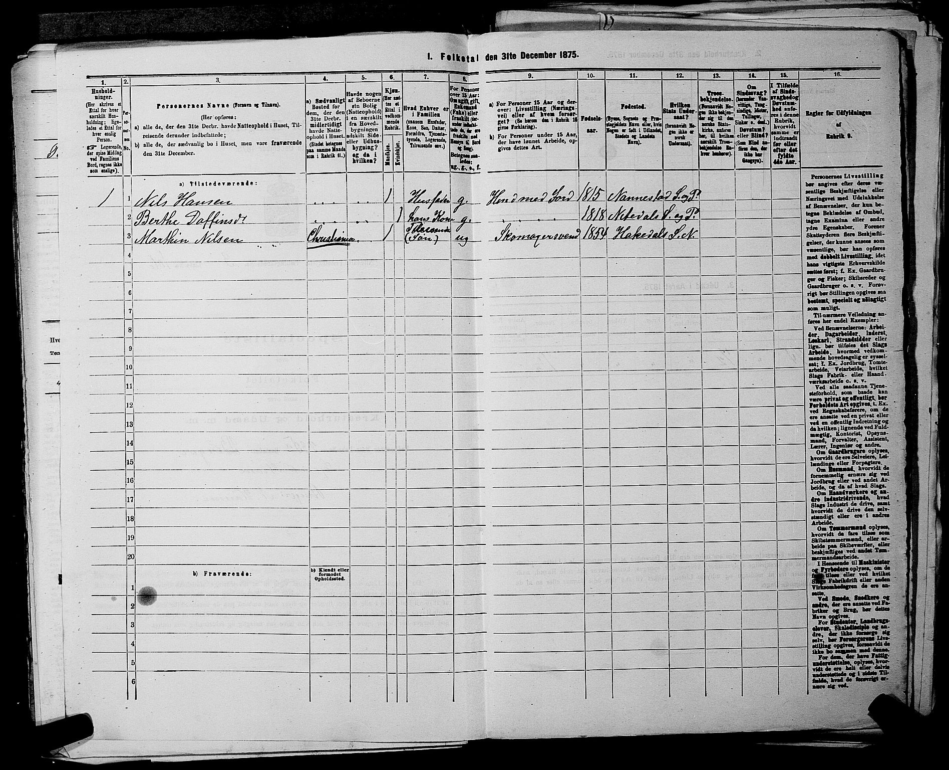 RA, 1875 census for 0233P Nittedal, 1875, p. 608