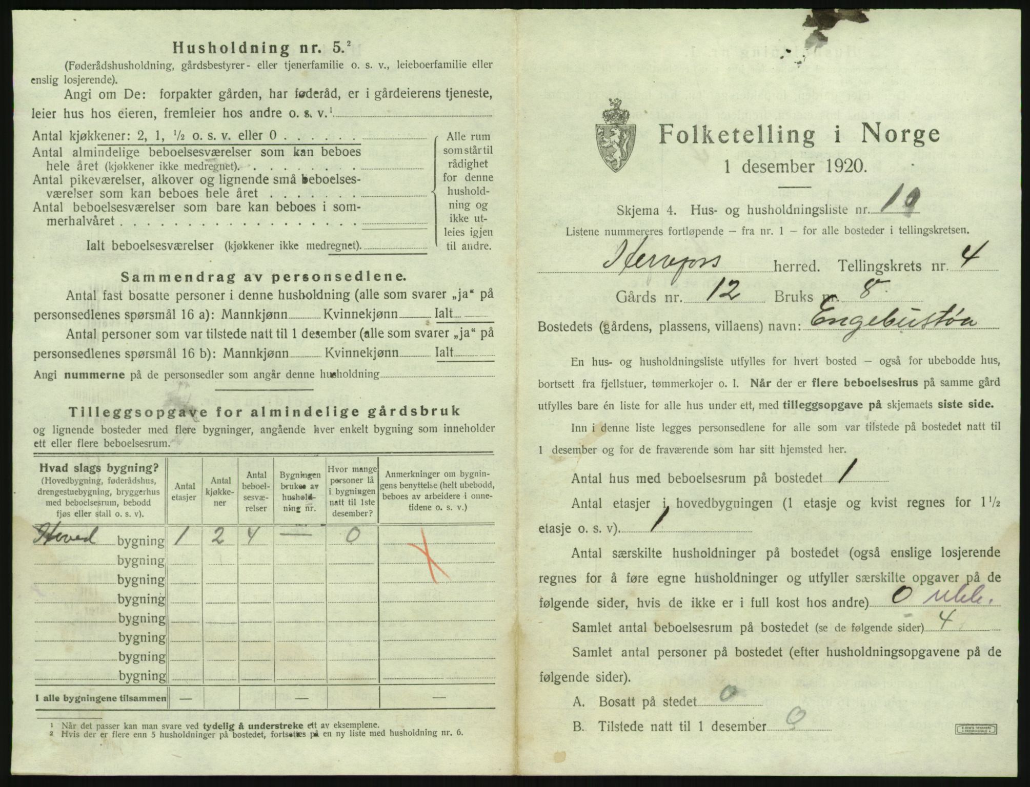 SAK, 1920 census for Herefoss, 1920, p. 150