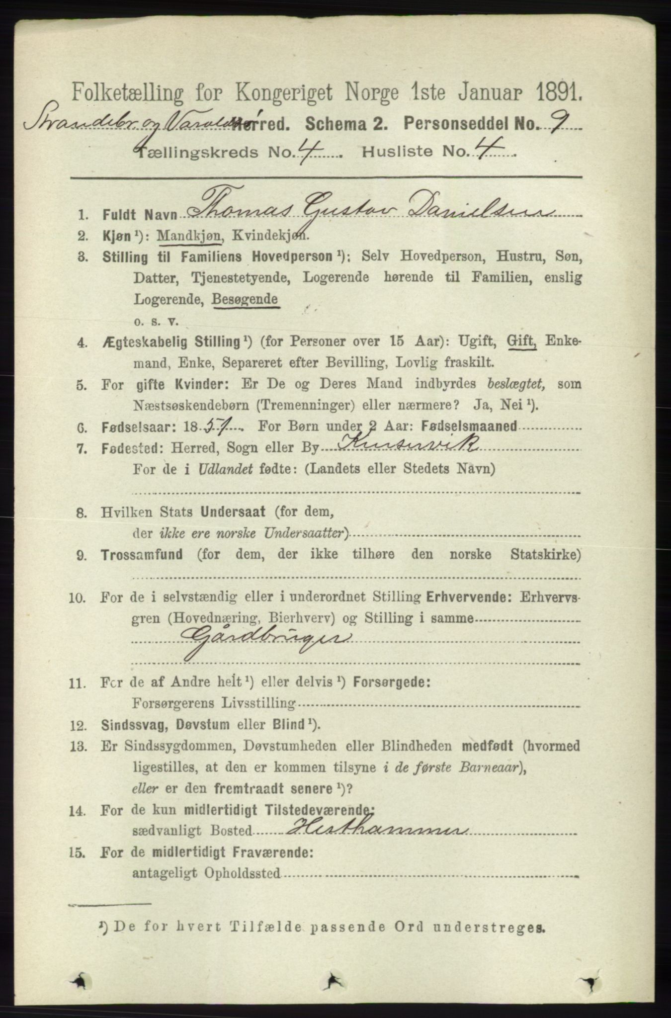 RA, 1891 census for 1226 Strandebarm og Varaldsøy, 1891, p. 1467