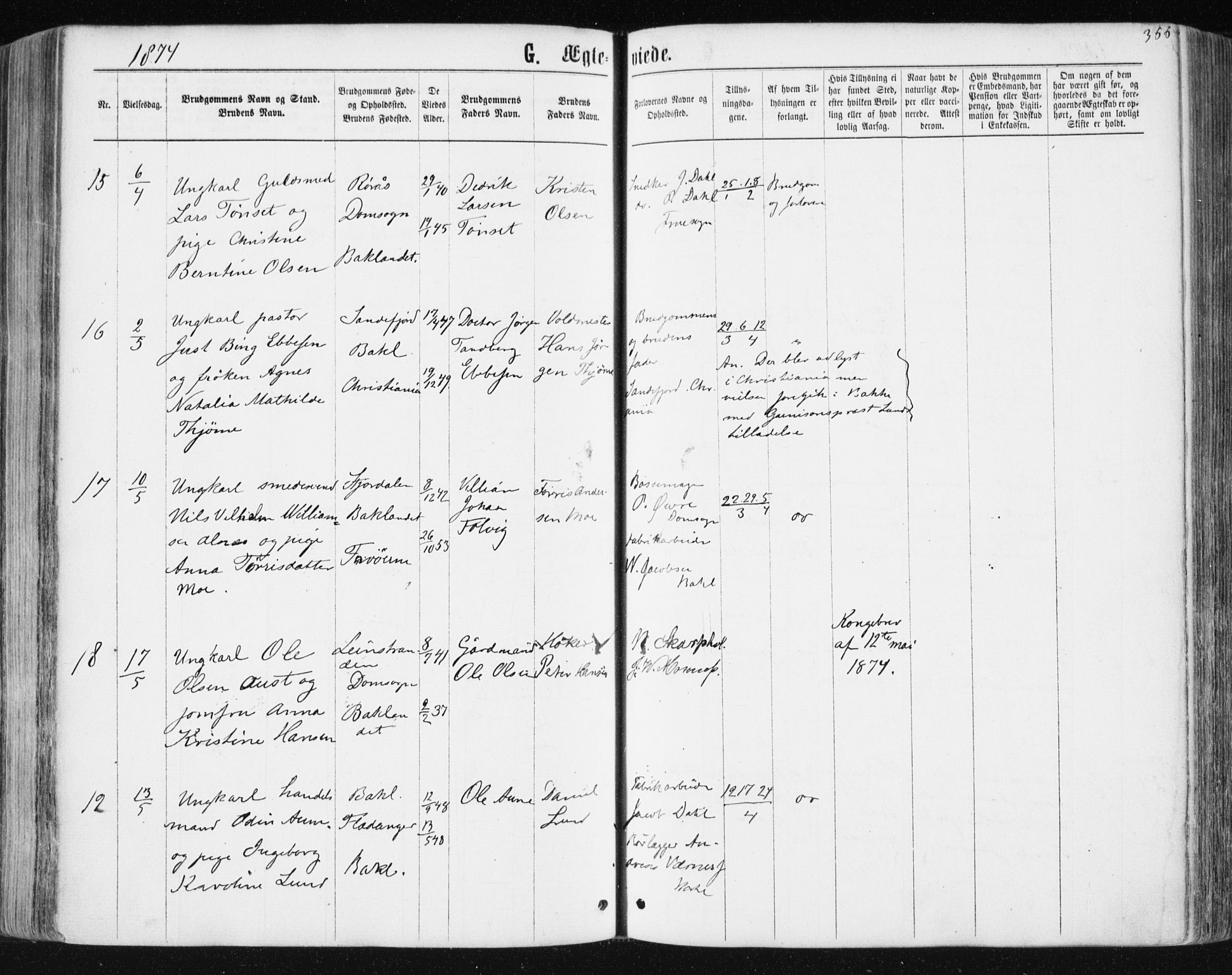 Ministerialprotokoller, klokkerbøker og fødselsregistre - Sør-Trøndelag, SAT/A-1456/604/L0186: Parish register (official) no. 604A07, 1866-1877, p. 366