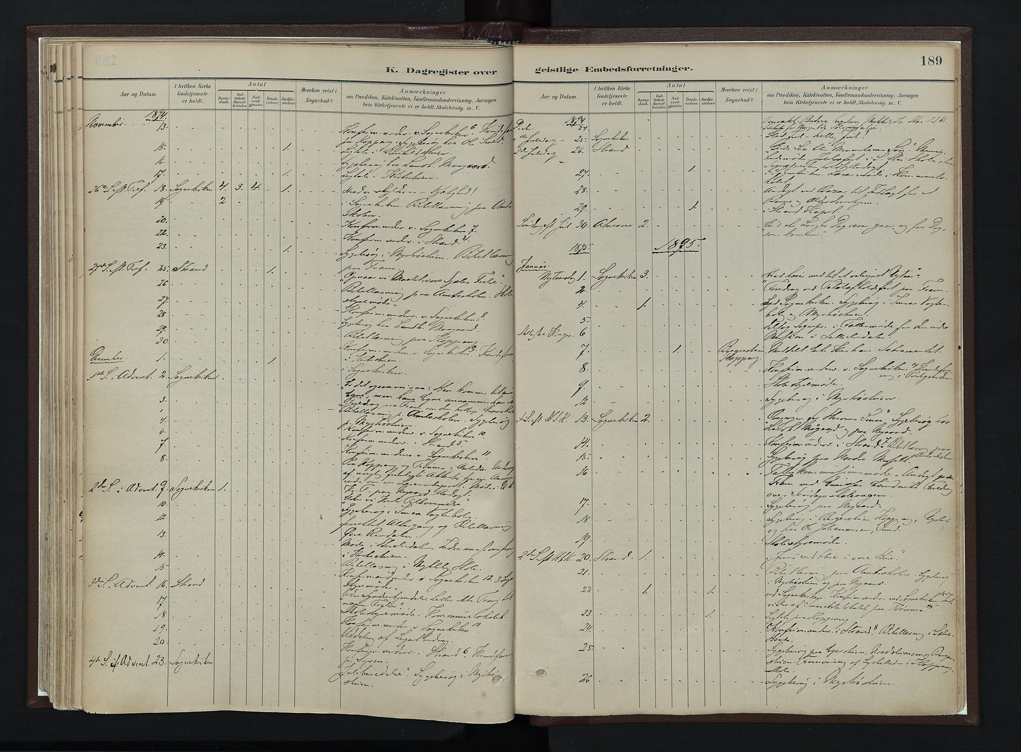 Stor-Elvdal prestekontor, SAH/PREST-052/H/Ha/Haa/L0003: Parish register (official) no. 3, 1882-1901, p. 189