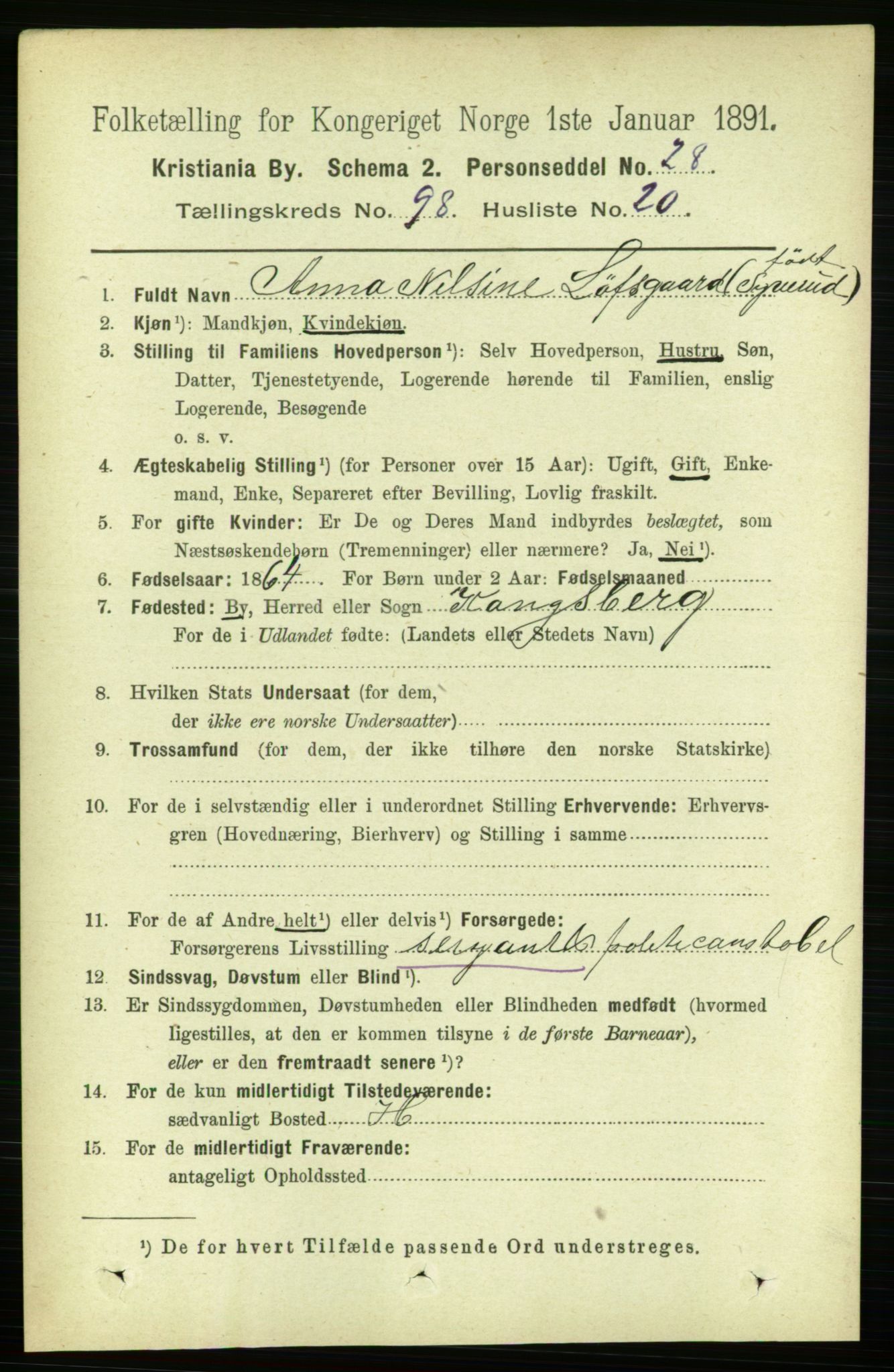 RA, 1891 census for 0301 Kristiania, 1891, p. 48356