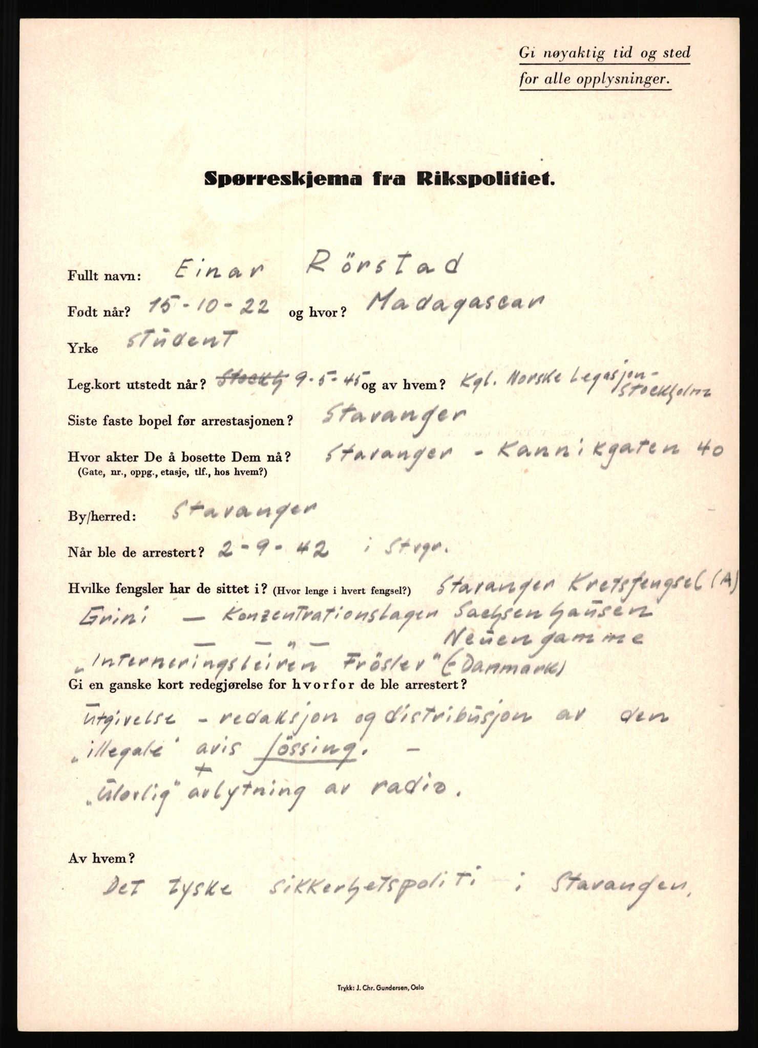 Rikspolitisjefen, AV/RA-S-1560/L/L0014: Pettersen, Aksel - Savosnick, Ernst, 1940-1945, p. 1020