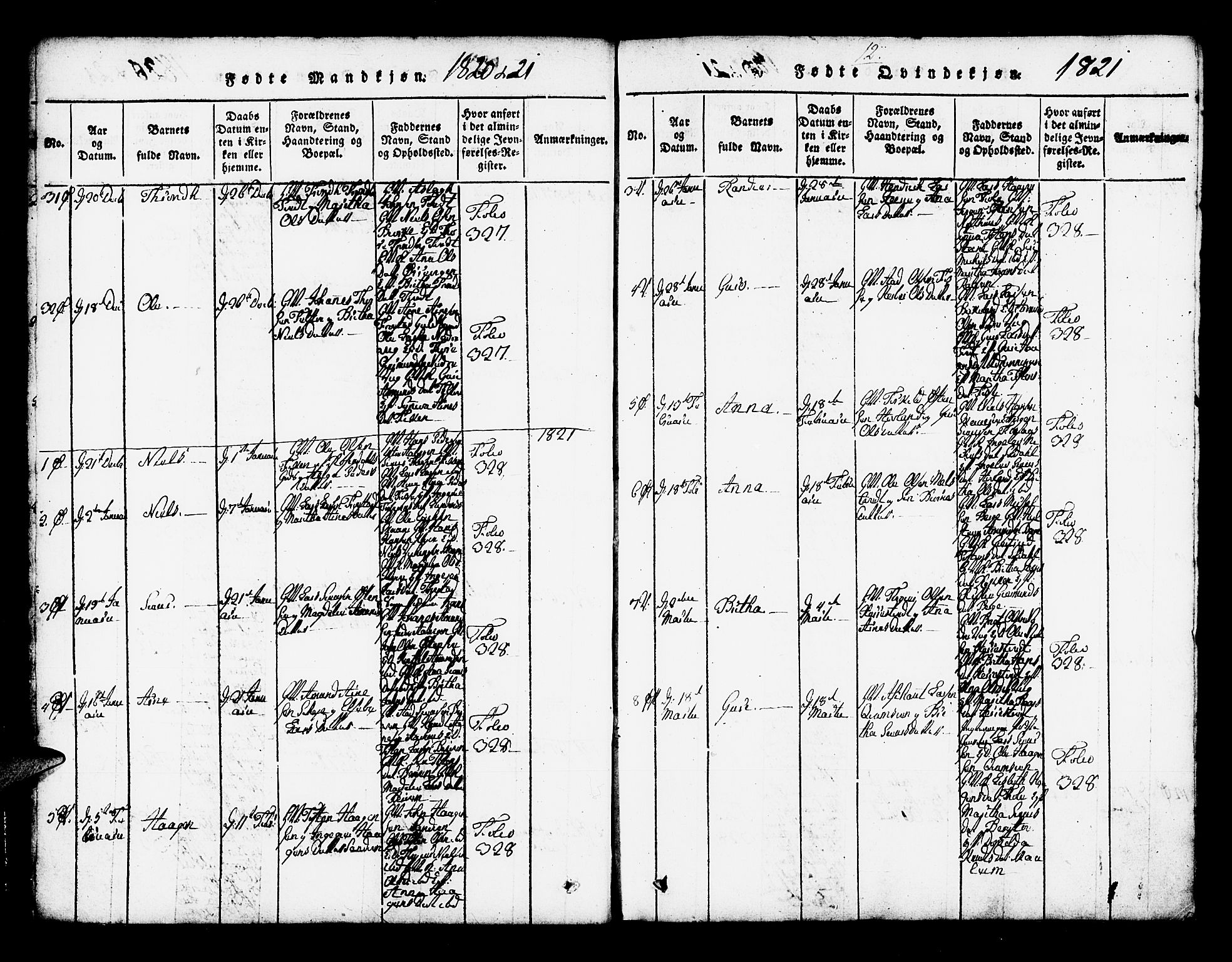 Kvam sokneprestembete, AV/SAB-A-76201/H/Haa: Parish register (official) no. A 6, 1818-1832, p. 12