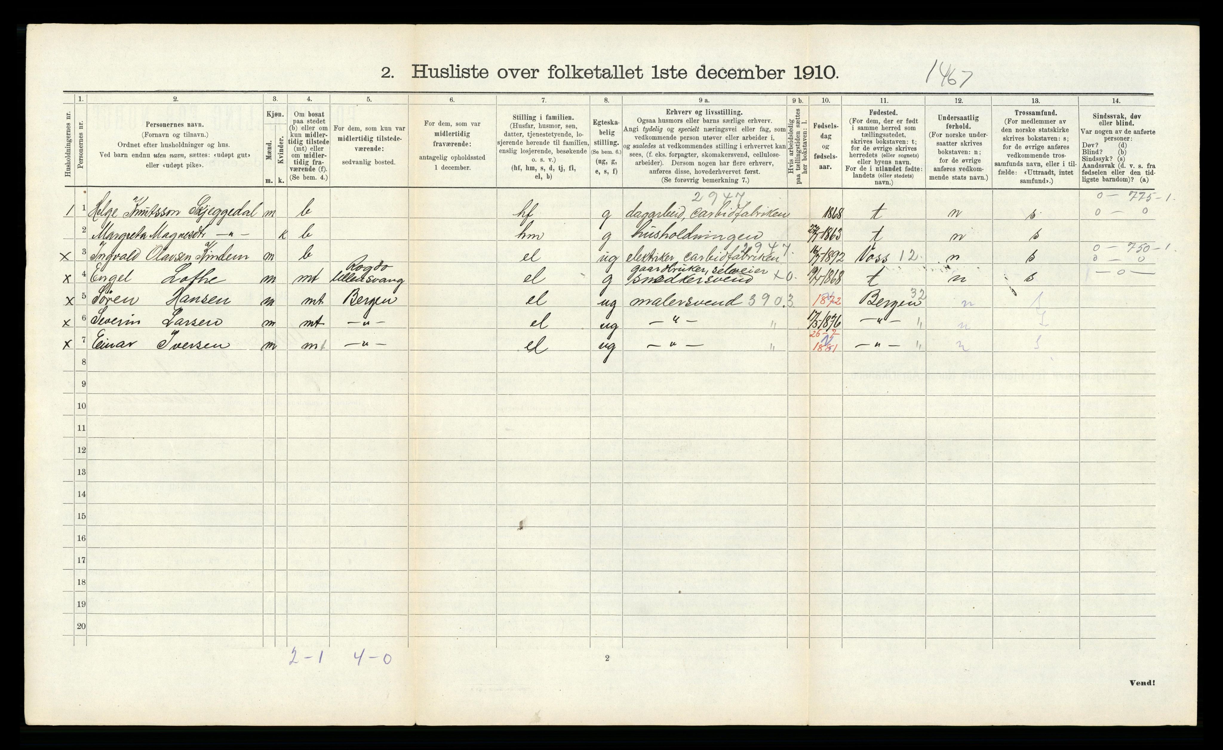 RA, 1910 census for Ullensvang, 1910, p. 296