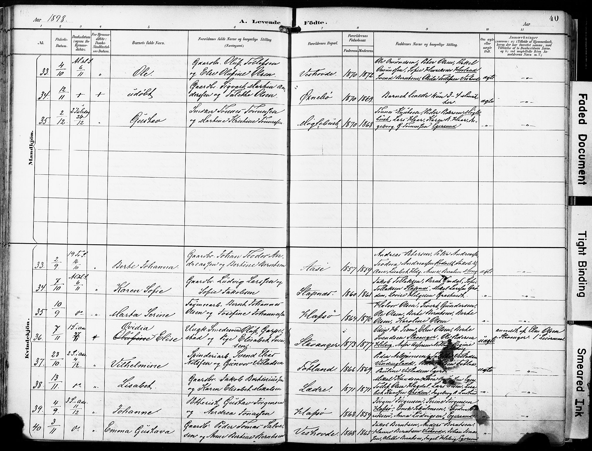 Eigersund sokneprestkontor, SAST/A-101807/S08/L0018: Parish register (official) no. A 17, 1892-1905, p. 40