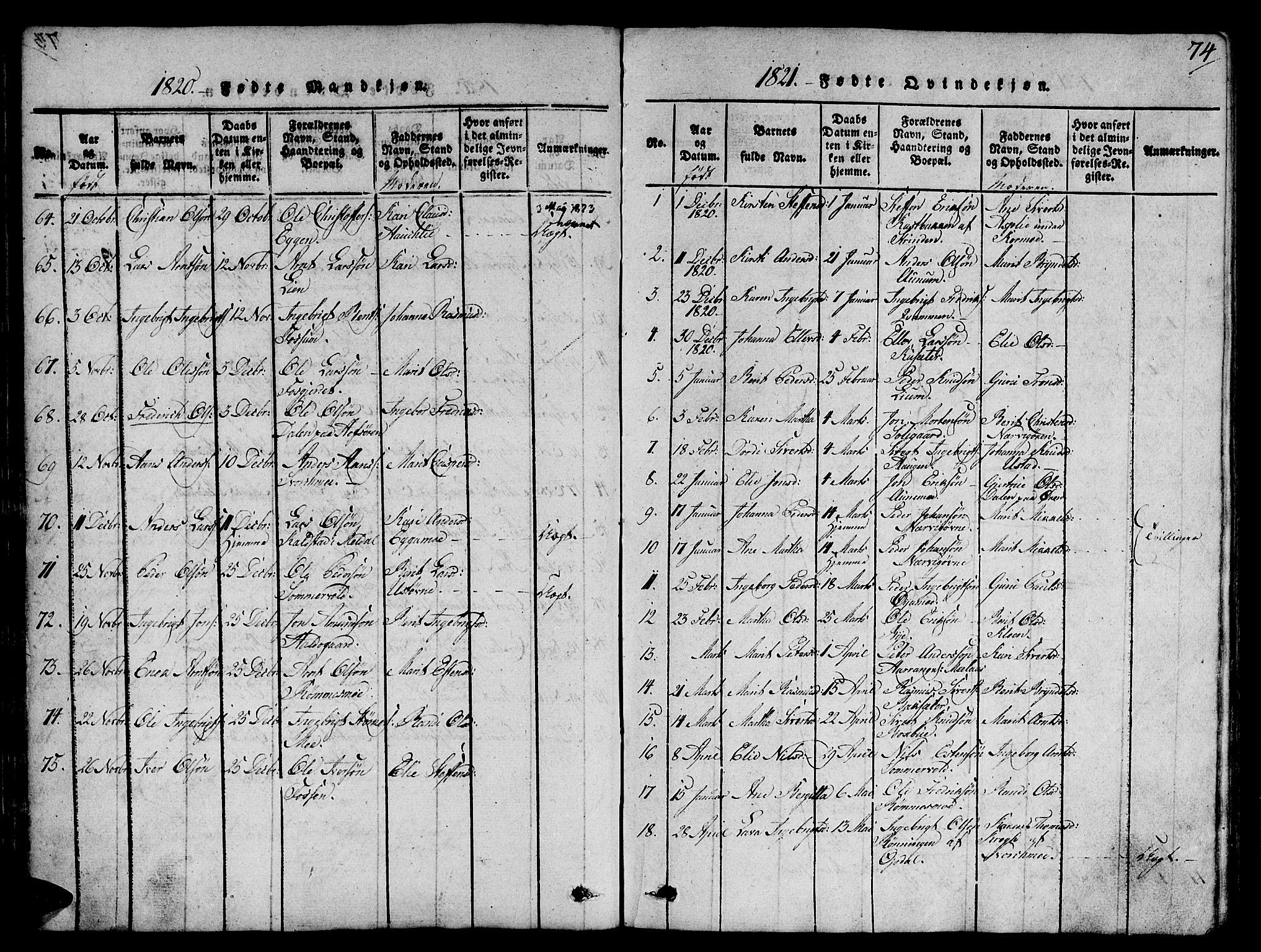 Ministerialprotokoller, klokkerbøker og fødselsregistre - Sør-Trøndelag, SAT/A-1456/668/L0803: Parish register (official) no. 668A03, 1800-1826, p. 74
