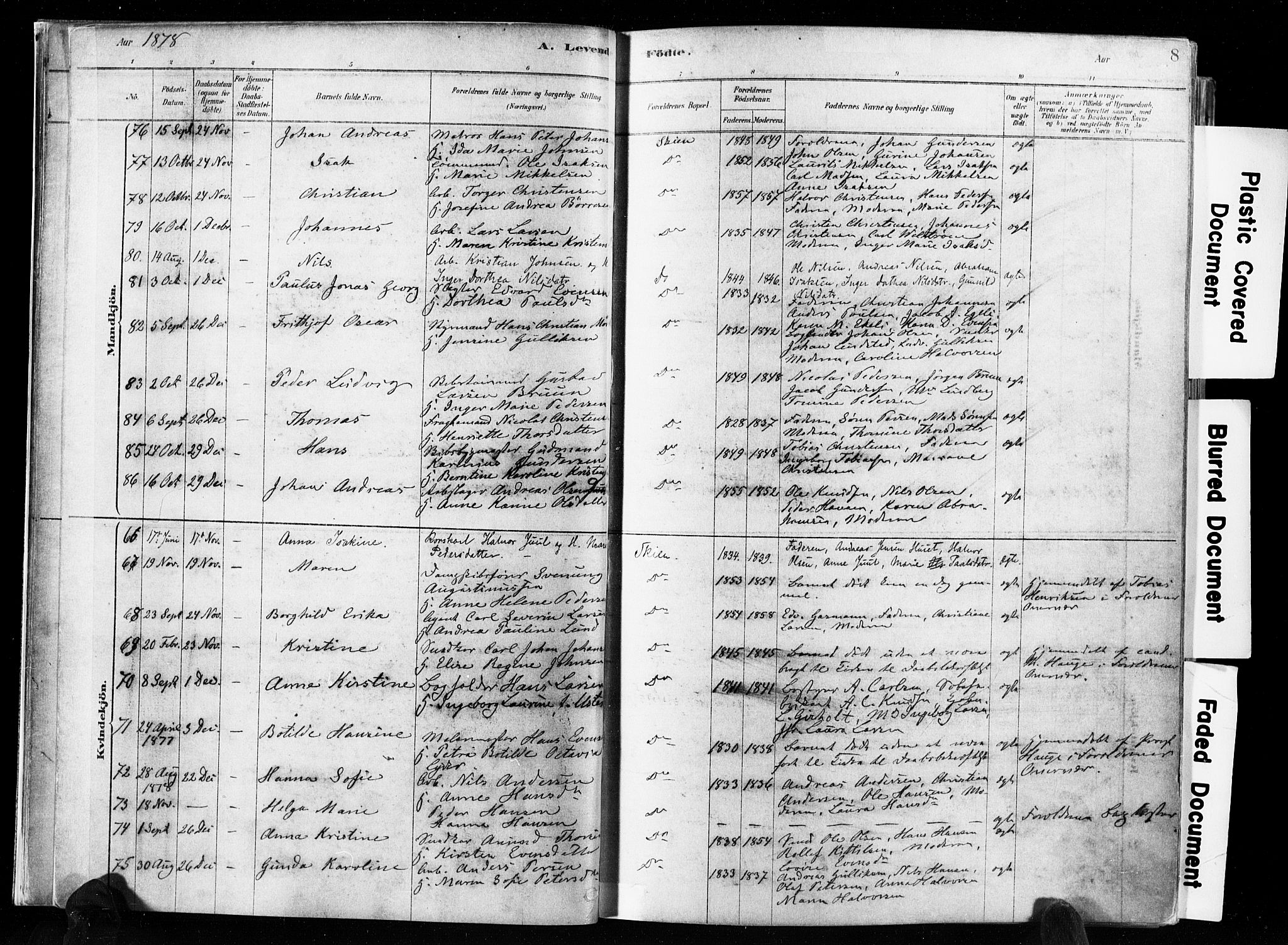 Skien kirkebøker, SAKO/A-302/F/Fa/L0009: Parish register (official) no. 9, 1878-1890, p. 8