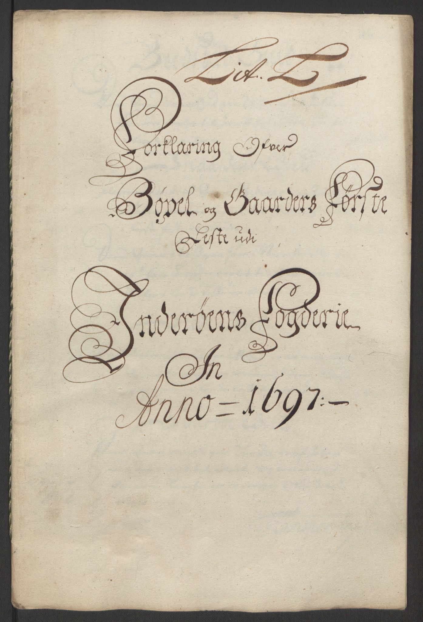 Rentekammeret inntil 1814, Reviderte regnskaper, Fogderegnskap, RA/EA-4092/R63/L4309: Fogderegnskap Inderøy, 1695-1697, p. 491