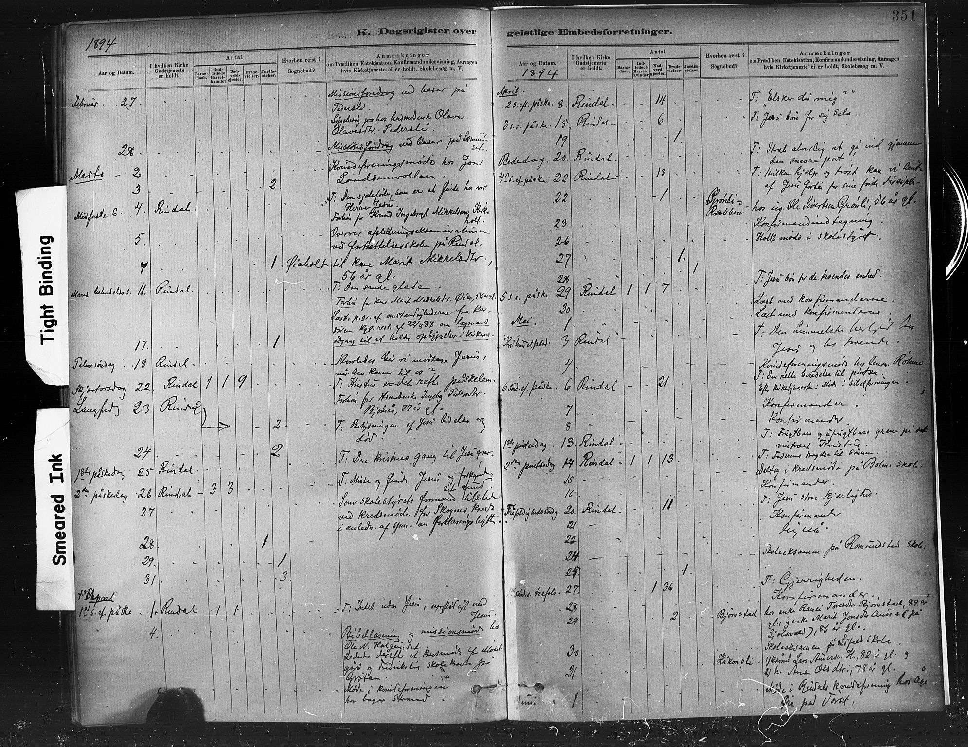 Ministerialprotokoller, klokkerbøker og fødselsregistre - Møre og Romsdal, AV/SAT-A-1454/598/L1069: Parish register (official) no. 598A03, 1882-1895, p. 351