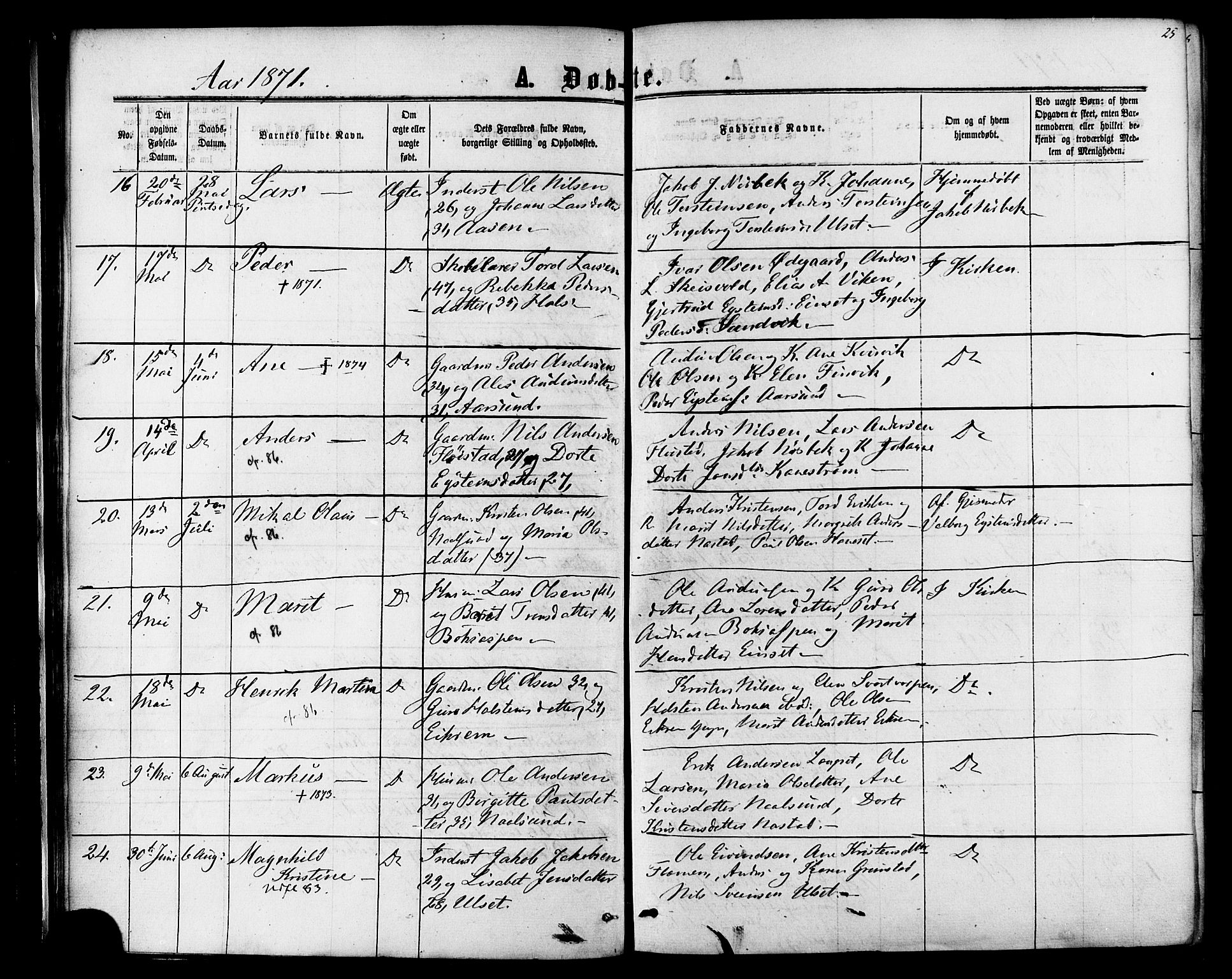 Ministerialprotokoller, klokkerbøker og fødselsregistre - Møre og Romsdal, SAT/A-1454/587/L0999: Parish register (official) no. 587A01, 1864-1886, p. 25