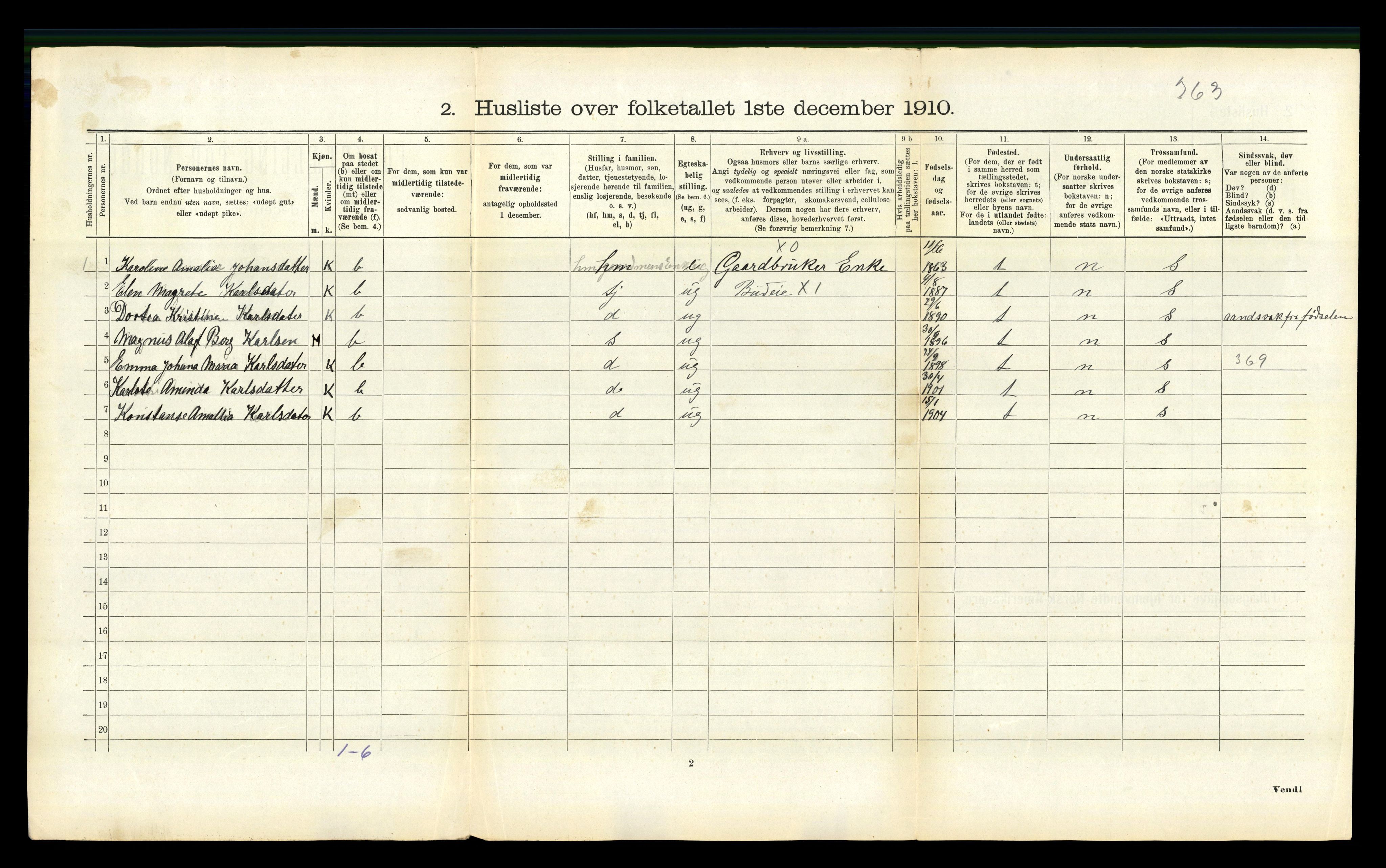 RA, 1910 census for Steigen, 1910, p. 340