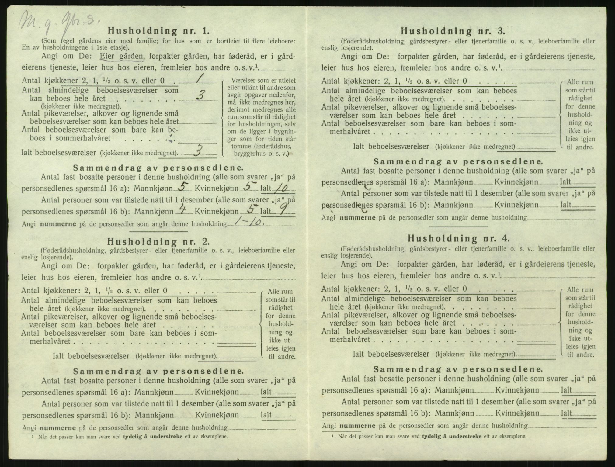 SAK, 1920 census for Herad, 1920, p. 423