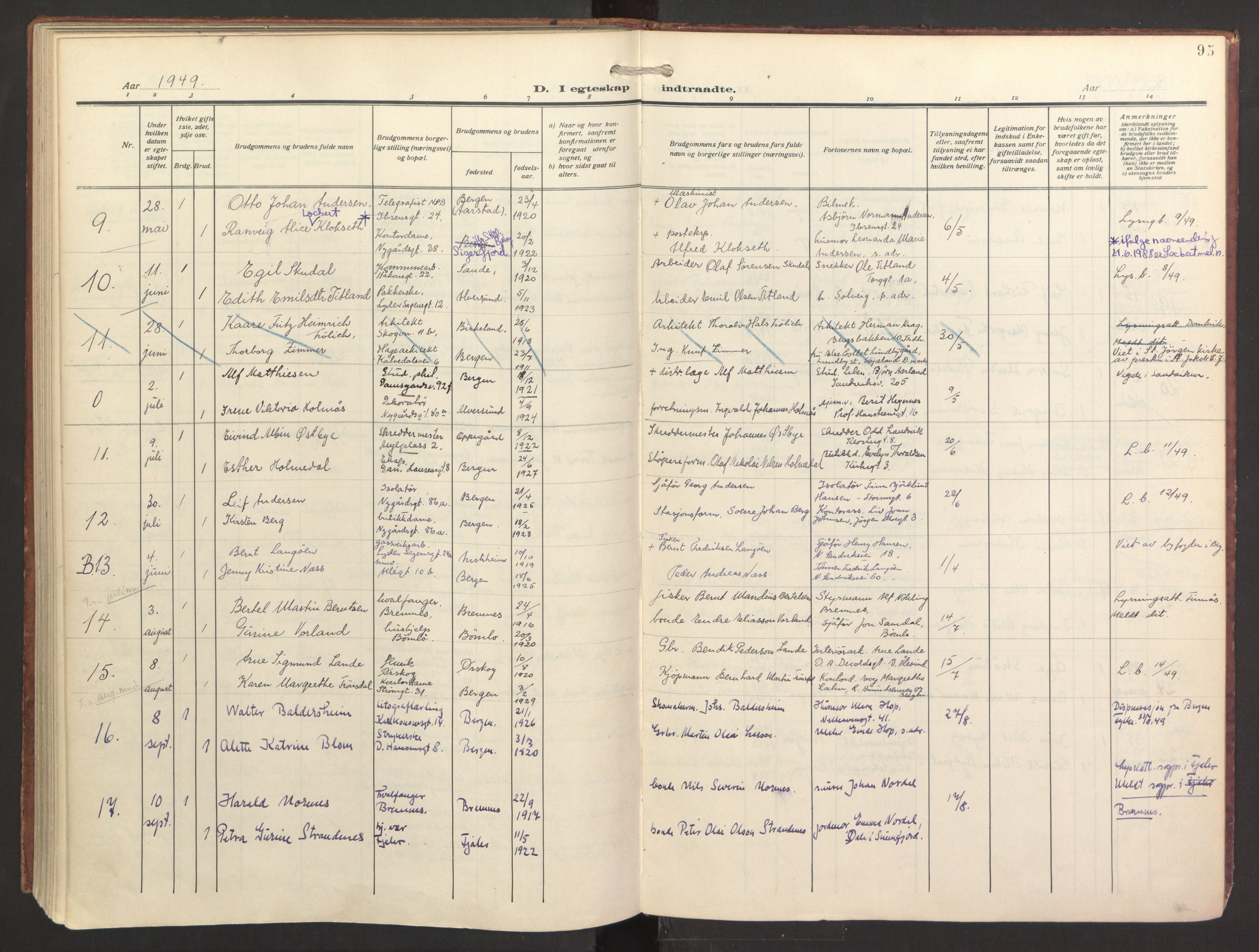 St. Jacob sokneprestembete, AV/SAB-A-78001/H/Haa/L0005: Parish register (official) no. C 1, 1917-1951, p. 95