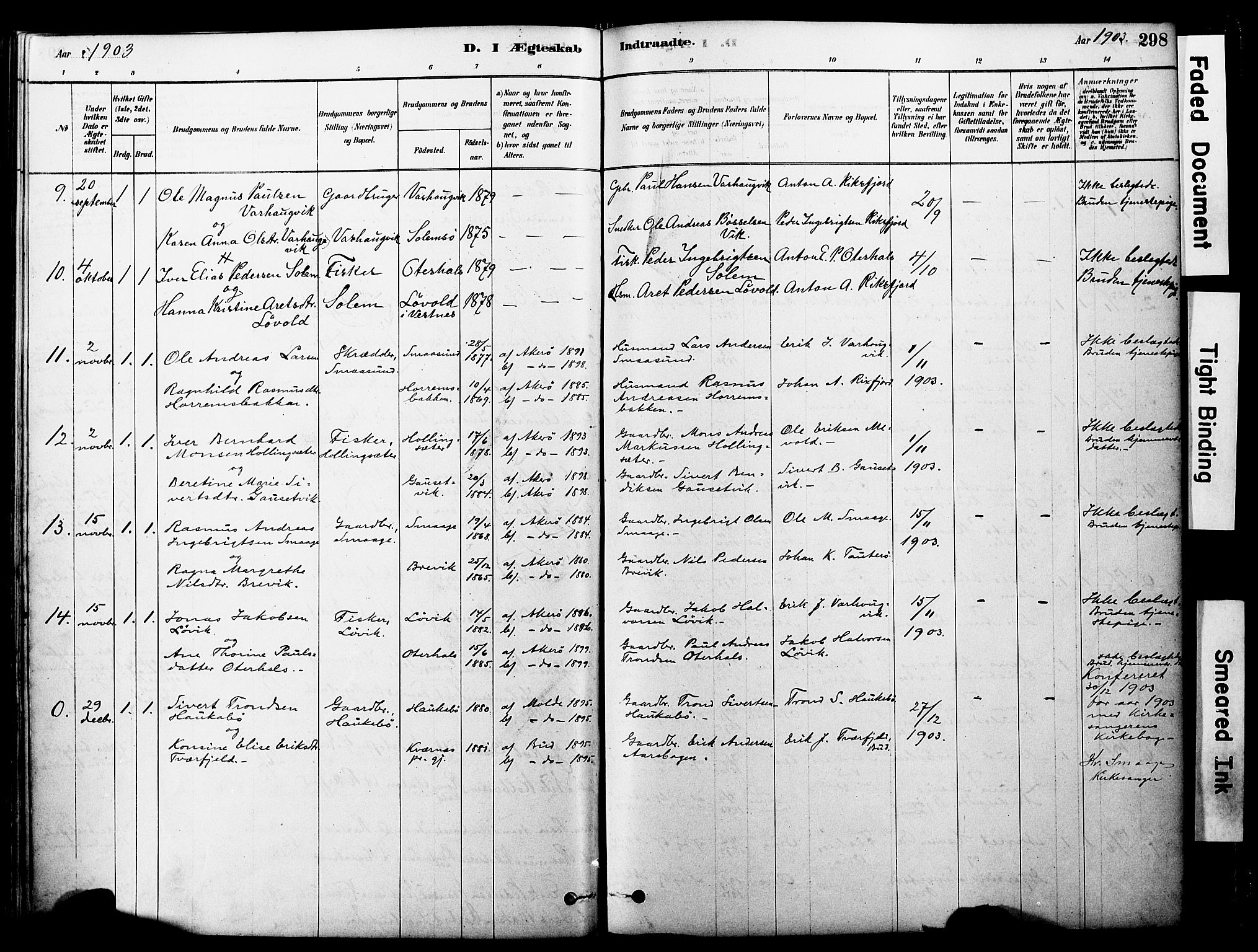 Ministerialprotokoller, klokkerbøker og fødselsregistre - Møre og Romsdal, SAT/A-1454/560/L0721: Parish register (official) no. 560A05, 1878-1917, p. 298
