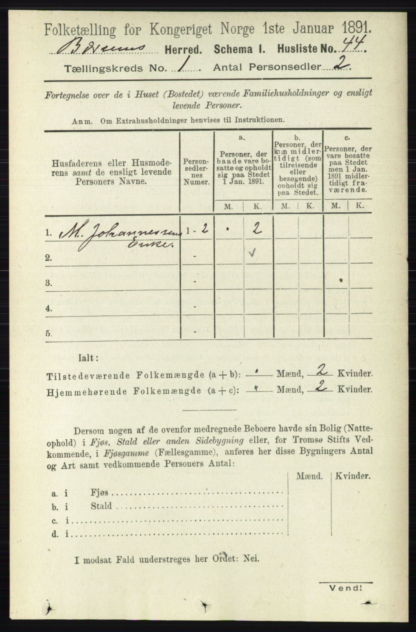 RA, 1891 census for 0219 Bærum, 1891, p. 87