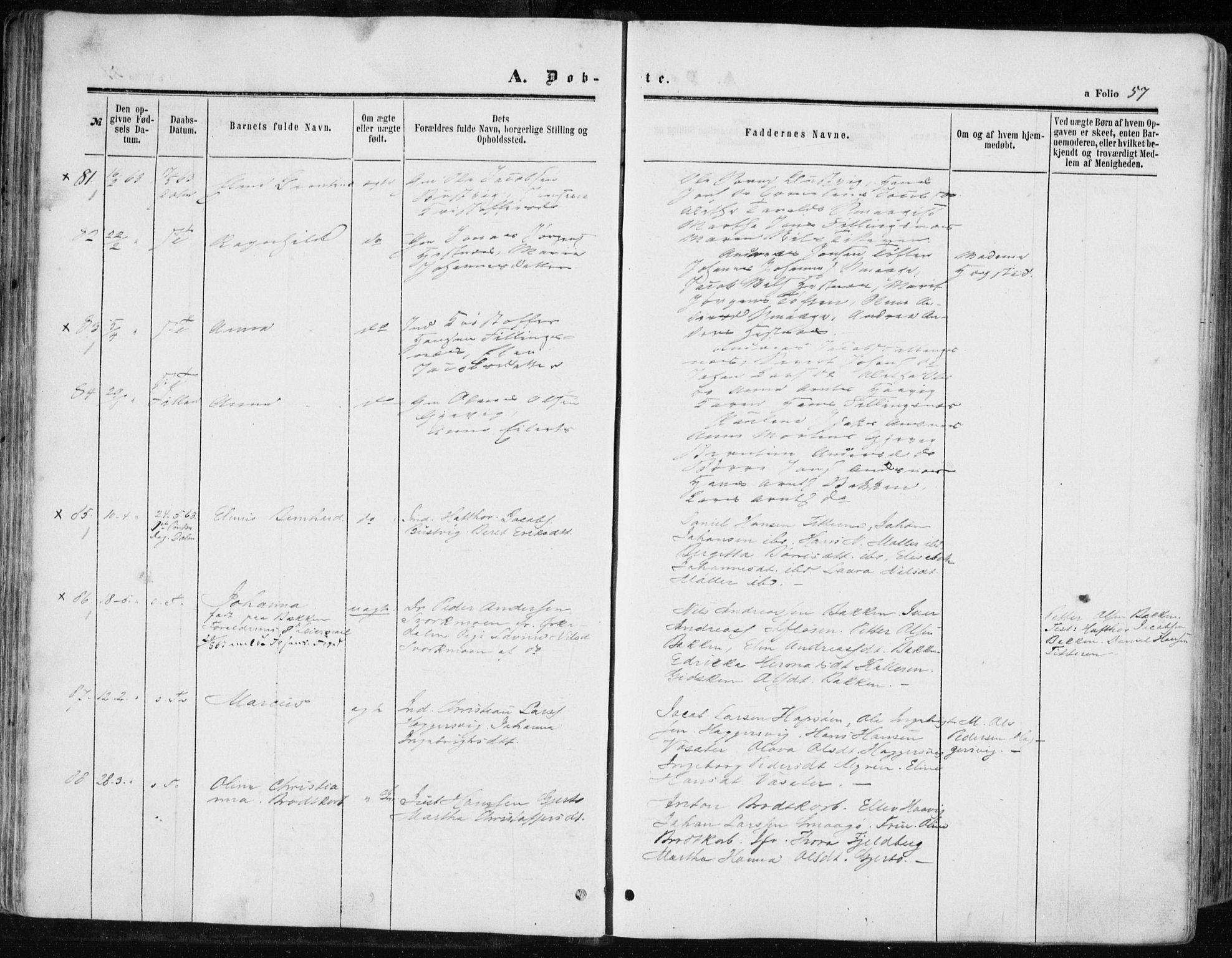 Ministerialprotokoller, klokkerbøker og fødselsregistre - Sør-Trøndelag, AV/SAT-A-1456/634/L0531: Parish register (official) no. 634A07, 1861-1870, p. 57