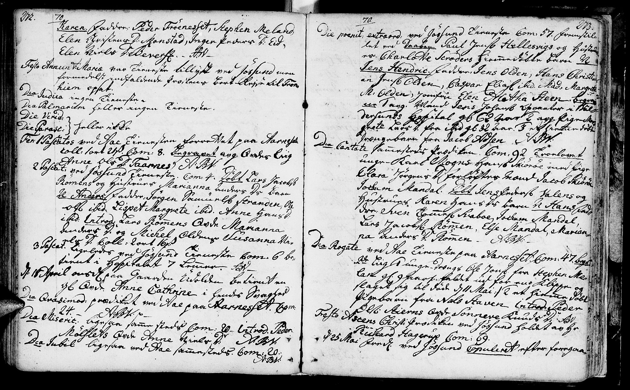Ministerialprotokoller, klokkerbøker og fødselsregistre - Sør-Trøndelag, SAT/A-1456/655/L0672: Parish register (official) no. 655A01, 1750-1779, p. 272-273