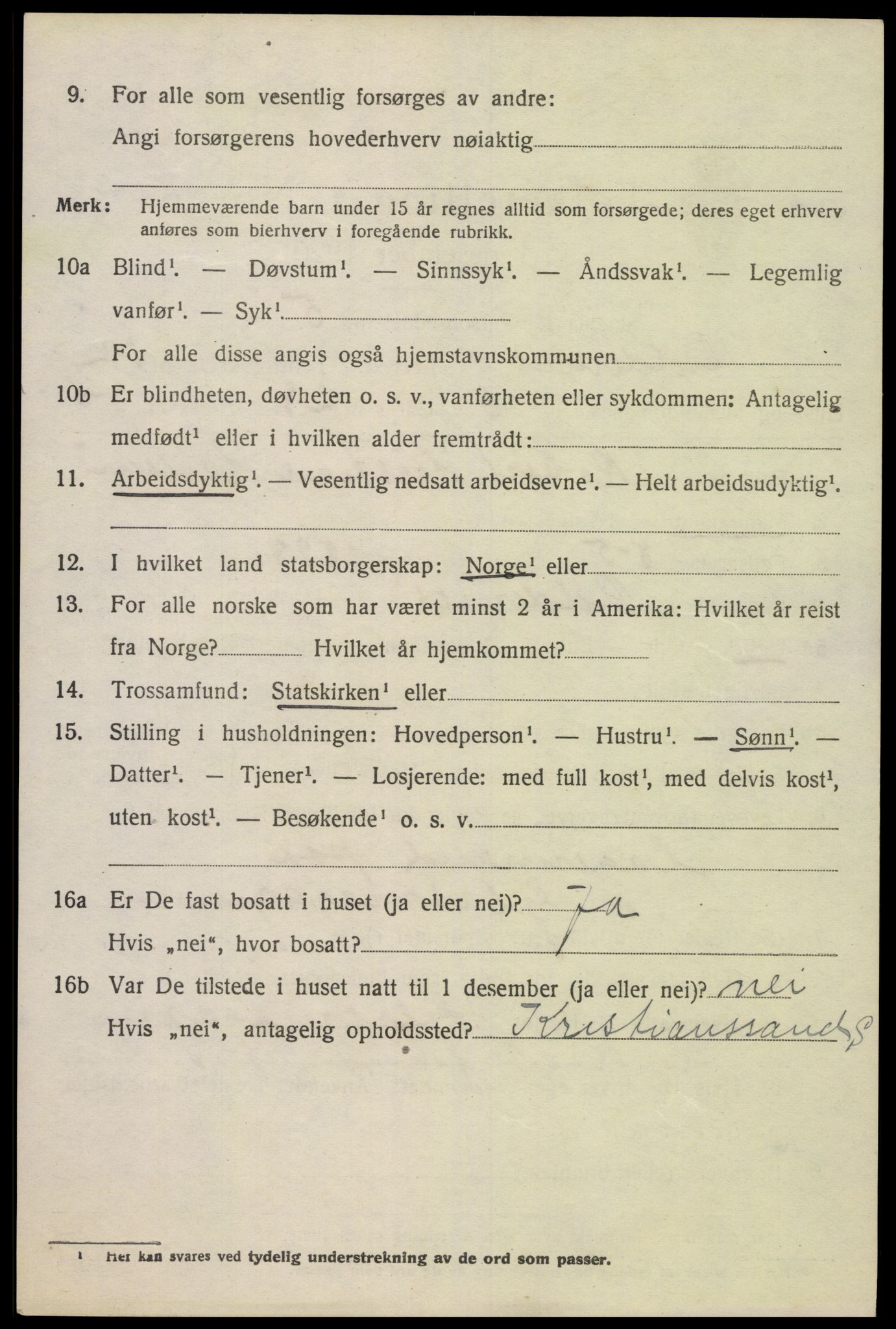 SAK, 1920 census for Oddernes, 1920, p. 7662