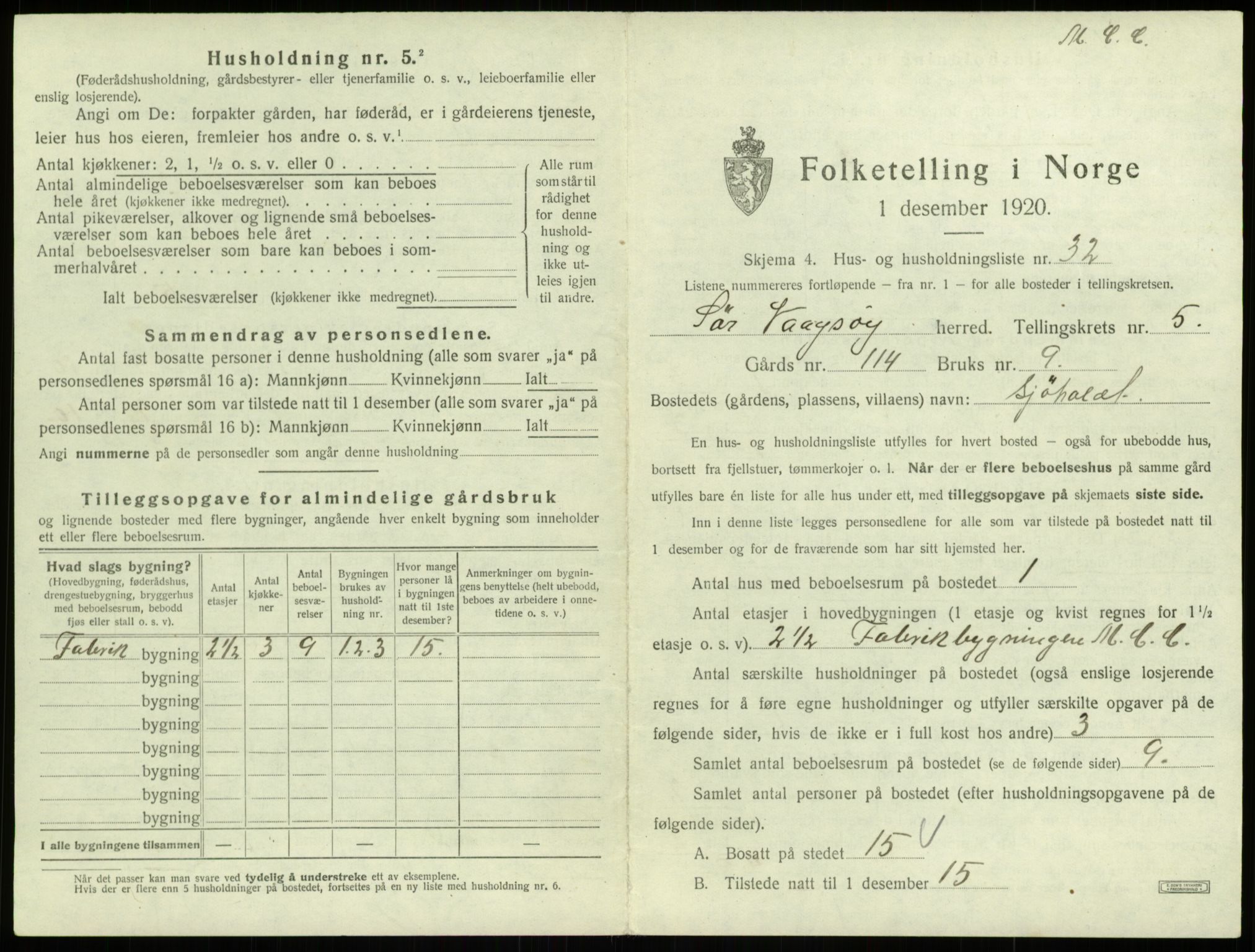 SAB, 1920 census for Sør-Vågsøy, 1920, p. 371