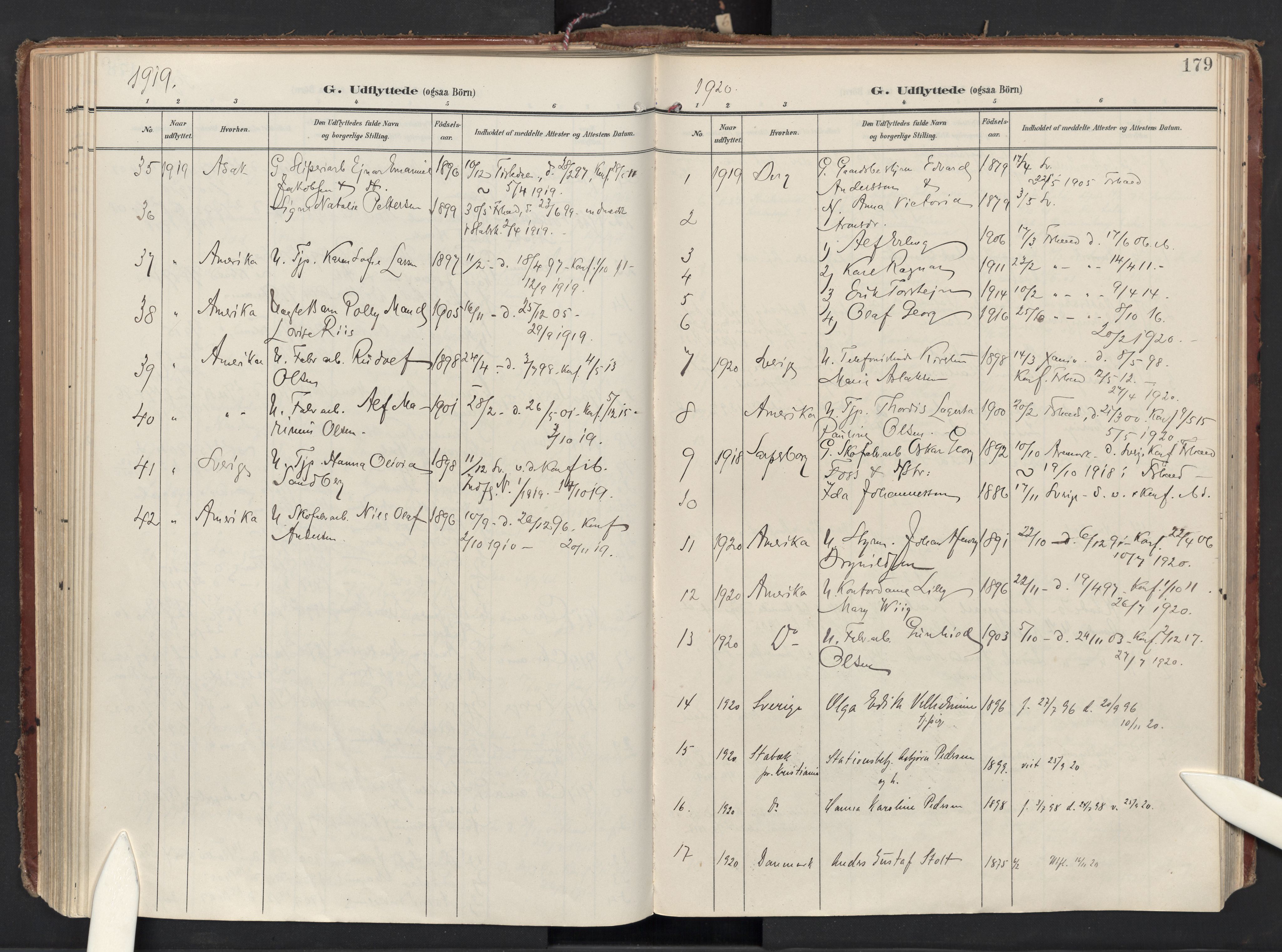 Halden prestekontor Kirkebøker, SAO/A-10909/F/Fa/L0016: Parish register (official) no. I 16, 1907-1925, p. 179