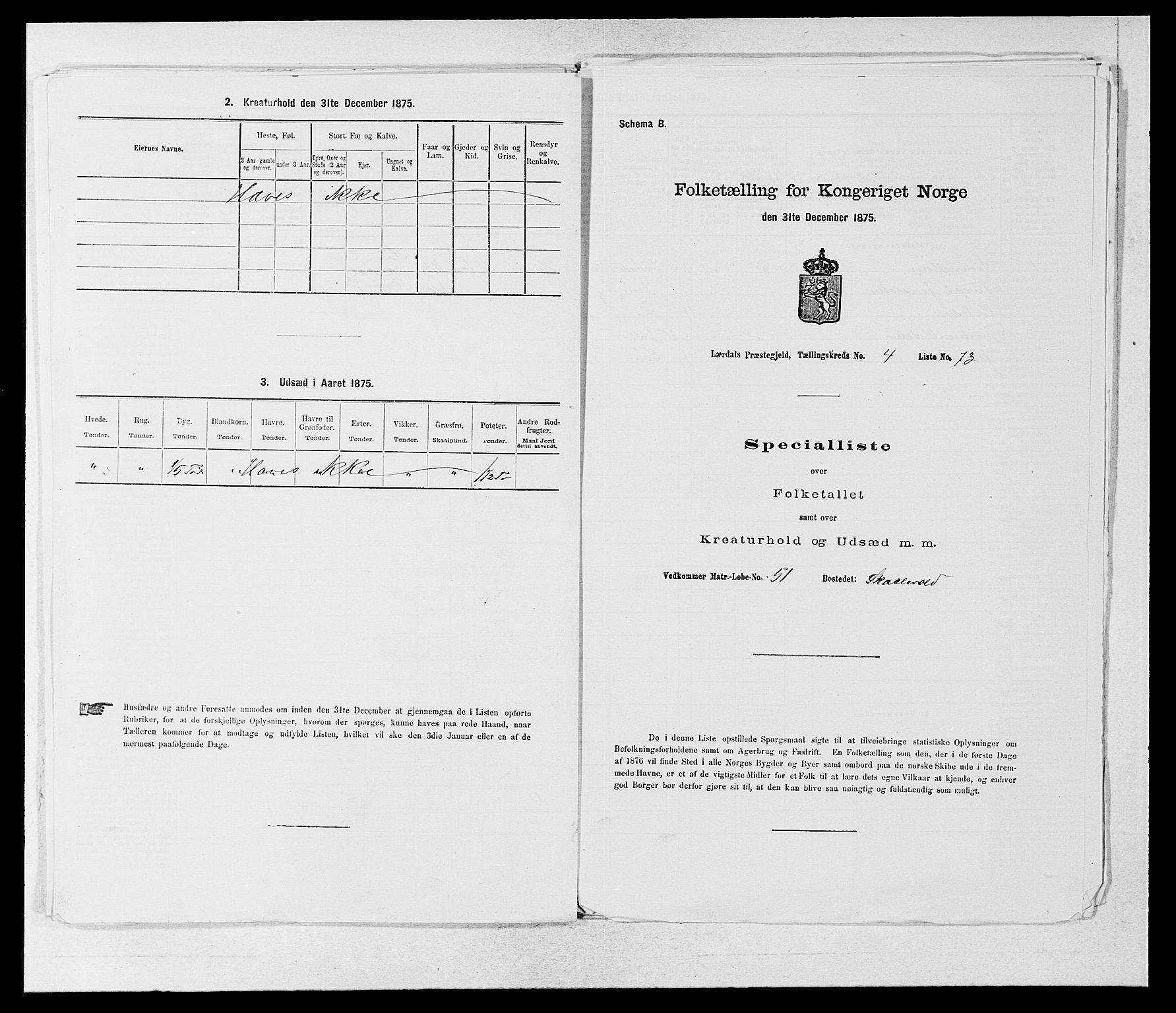 SAB, 1875 census for 1422P Lærdal, 1875, p. 633