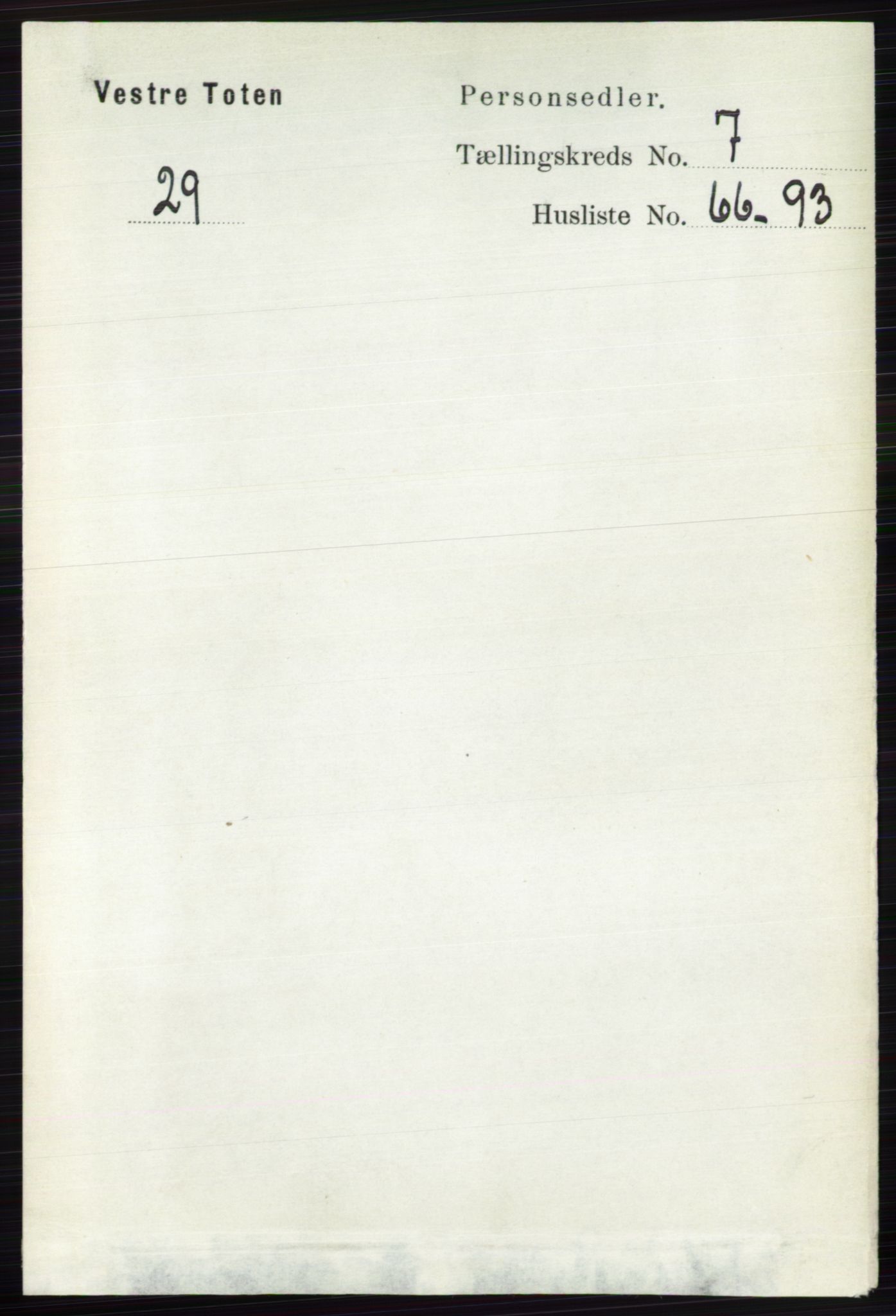 RA, 1891 census for 0529 Vestre Toten, 1891, p. 4729