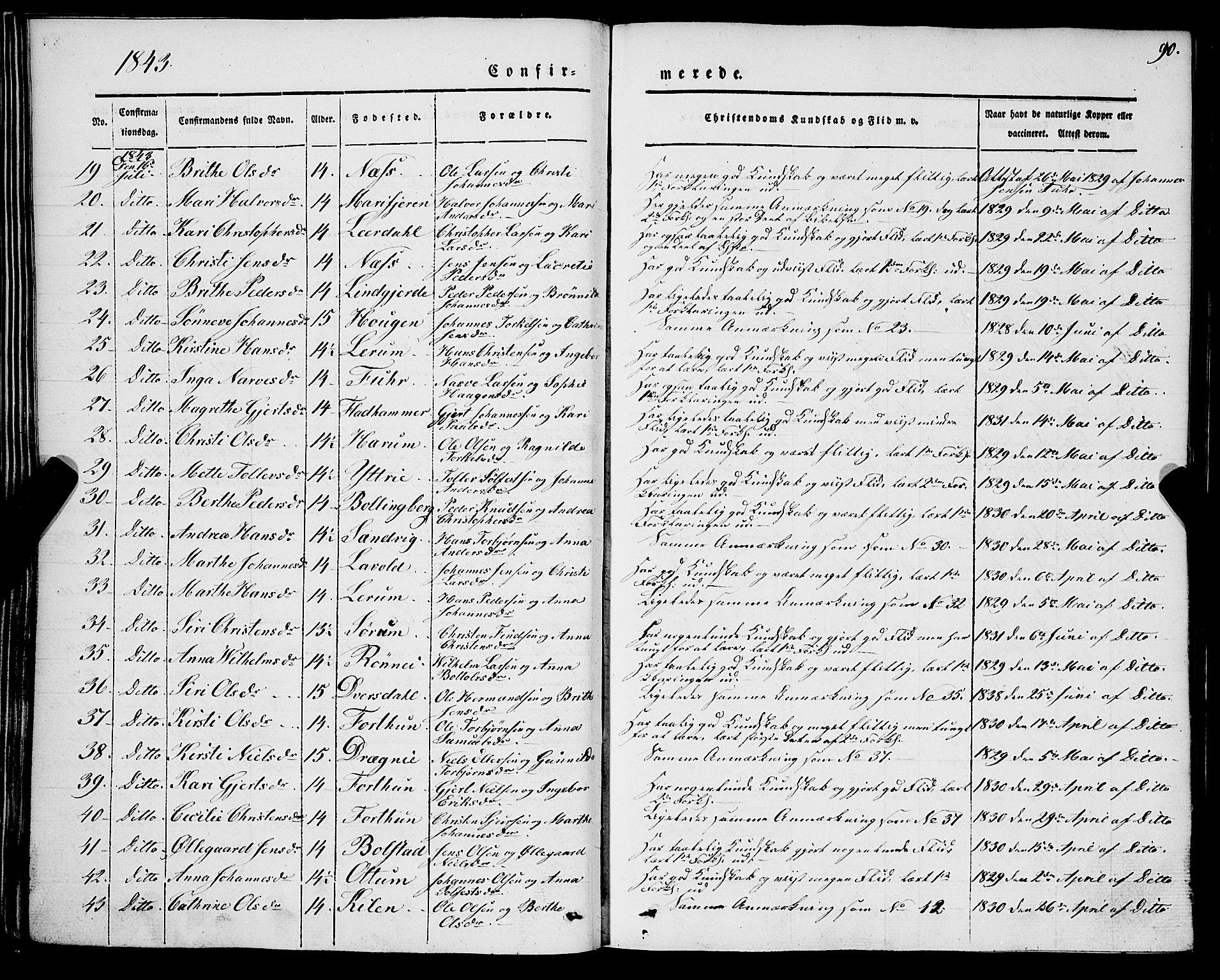 Luster sokneprestembete, SAB/A-81101/H/Haa/Haaa/L0006: Parish register (official) no. A 6, 1840-1848, p. 90