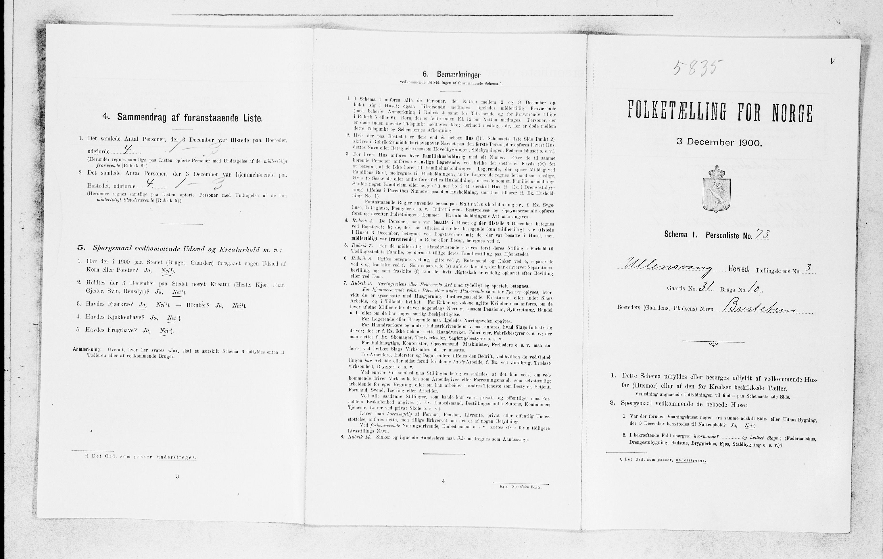 SAB, 1900 census for Ullensvang, 1900, p. 477