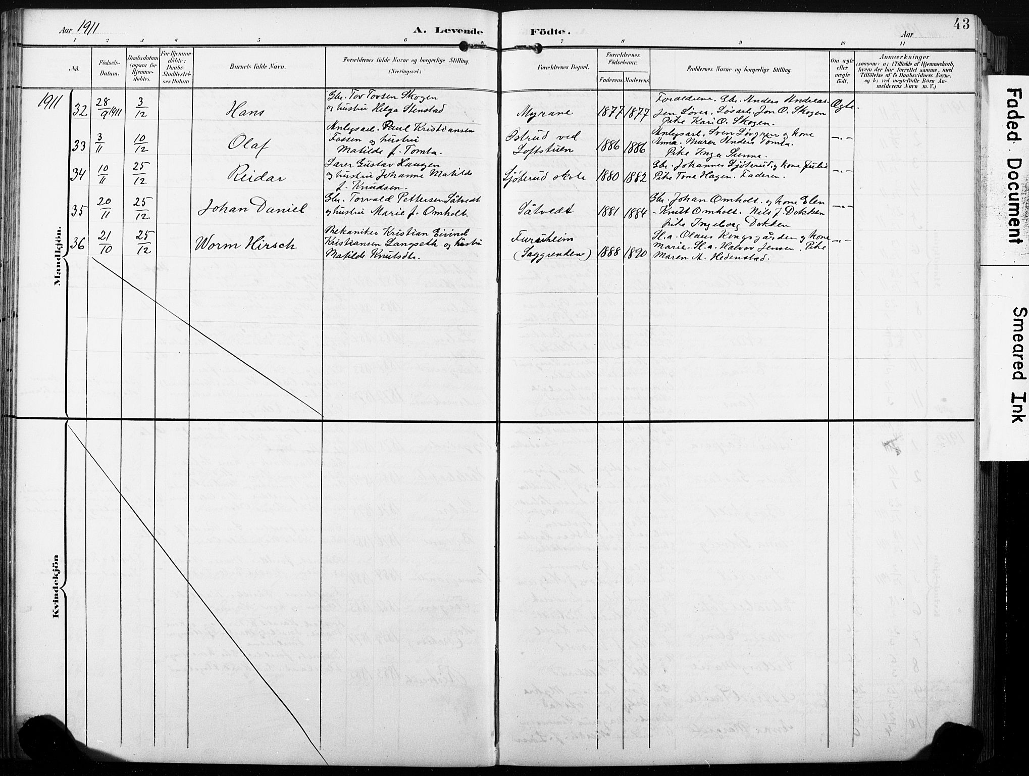 Sandsvær kirkebøker, AV/SAKO-A-244/G/Gd/L0004a: Parish register (copy) no. IV 4A, 1901-1932, p. 43