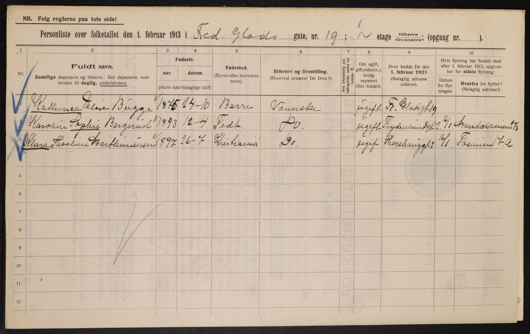 OBA, Municipal Census 1913 for Kristiania, 1913, p. 26759